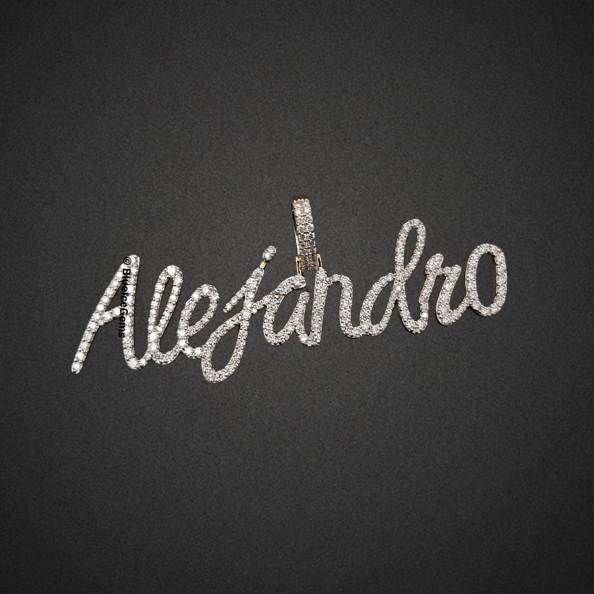The "Alejandro" Diamond Signature Script Pendant