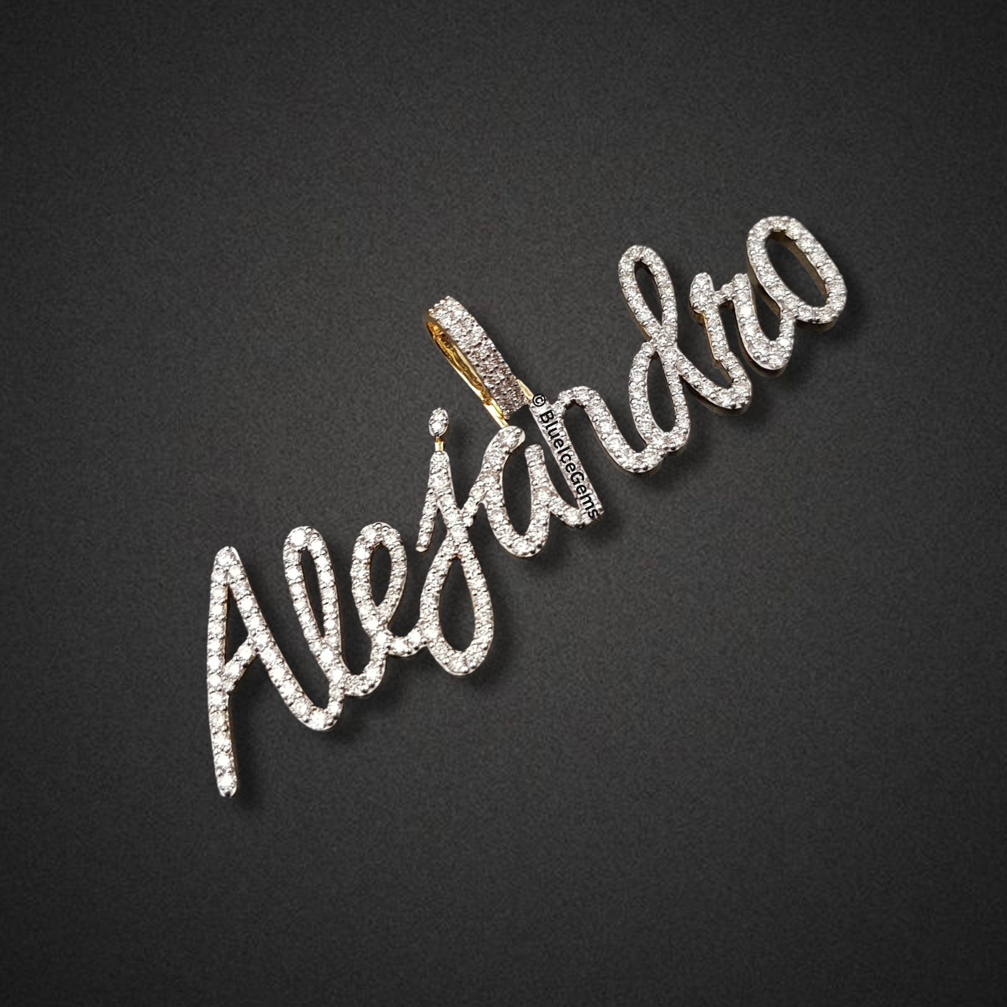 The "Alejandro" Diamond Signature Script Pendant