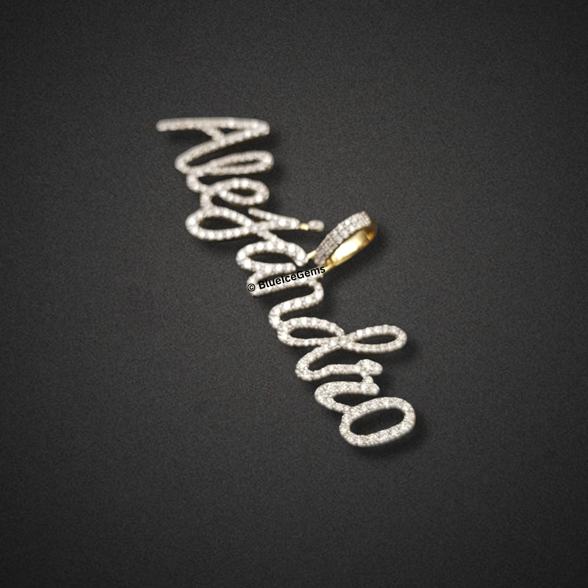 The "Alejandro" Diamond Signature Script Pendant