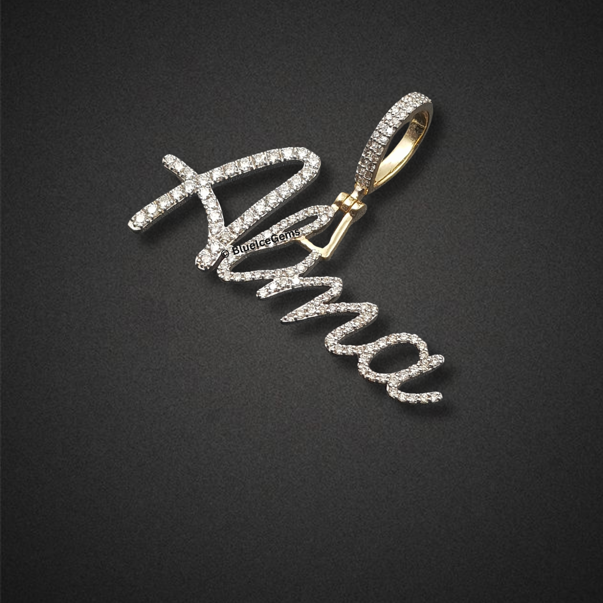 The "Alma" Diamond Signature Script Pendant