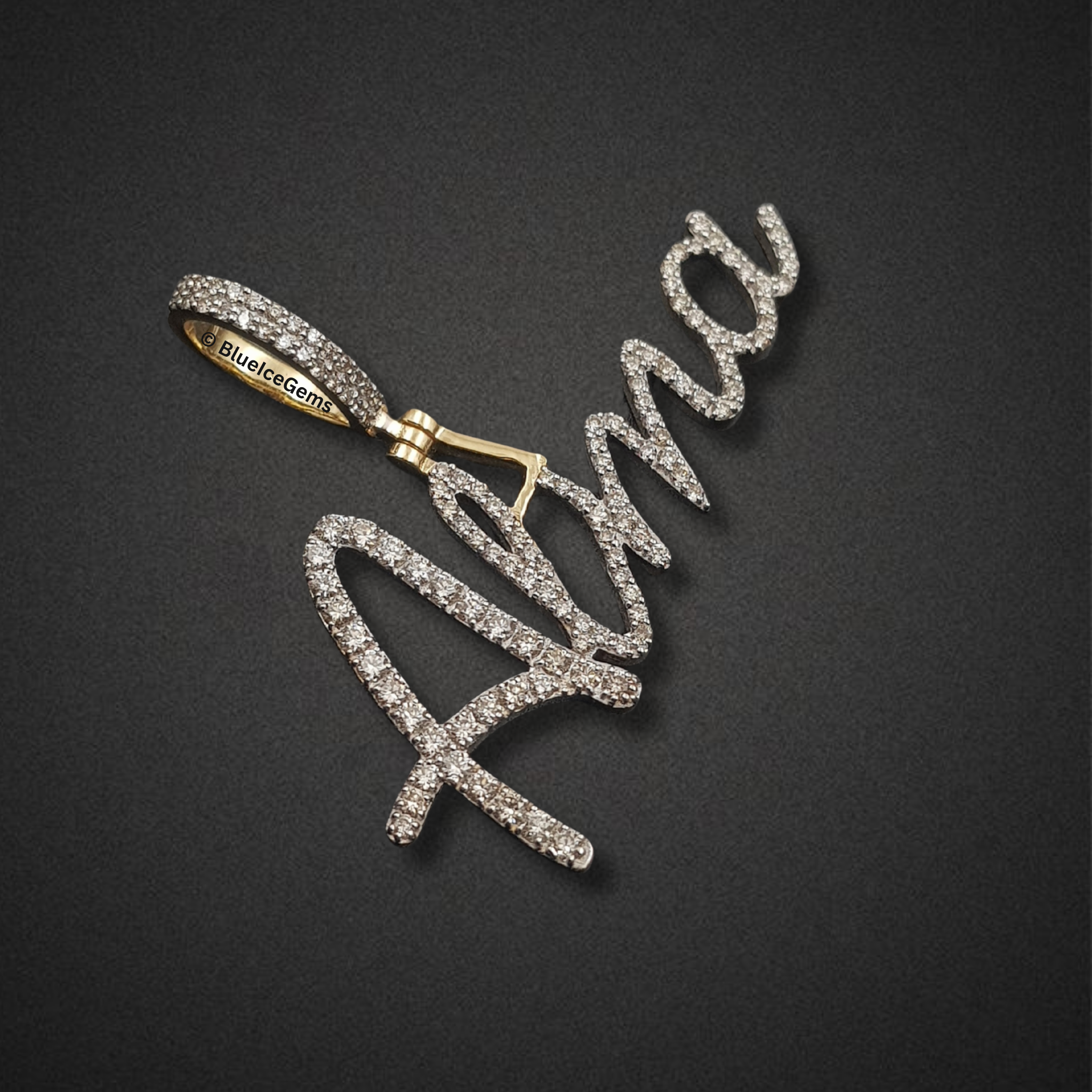 The "Alma" Diamond Signature Script Pendant
