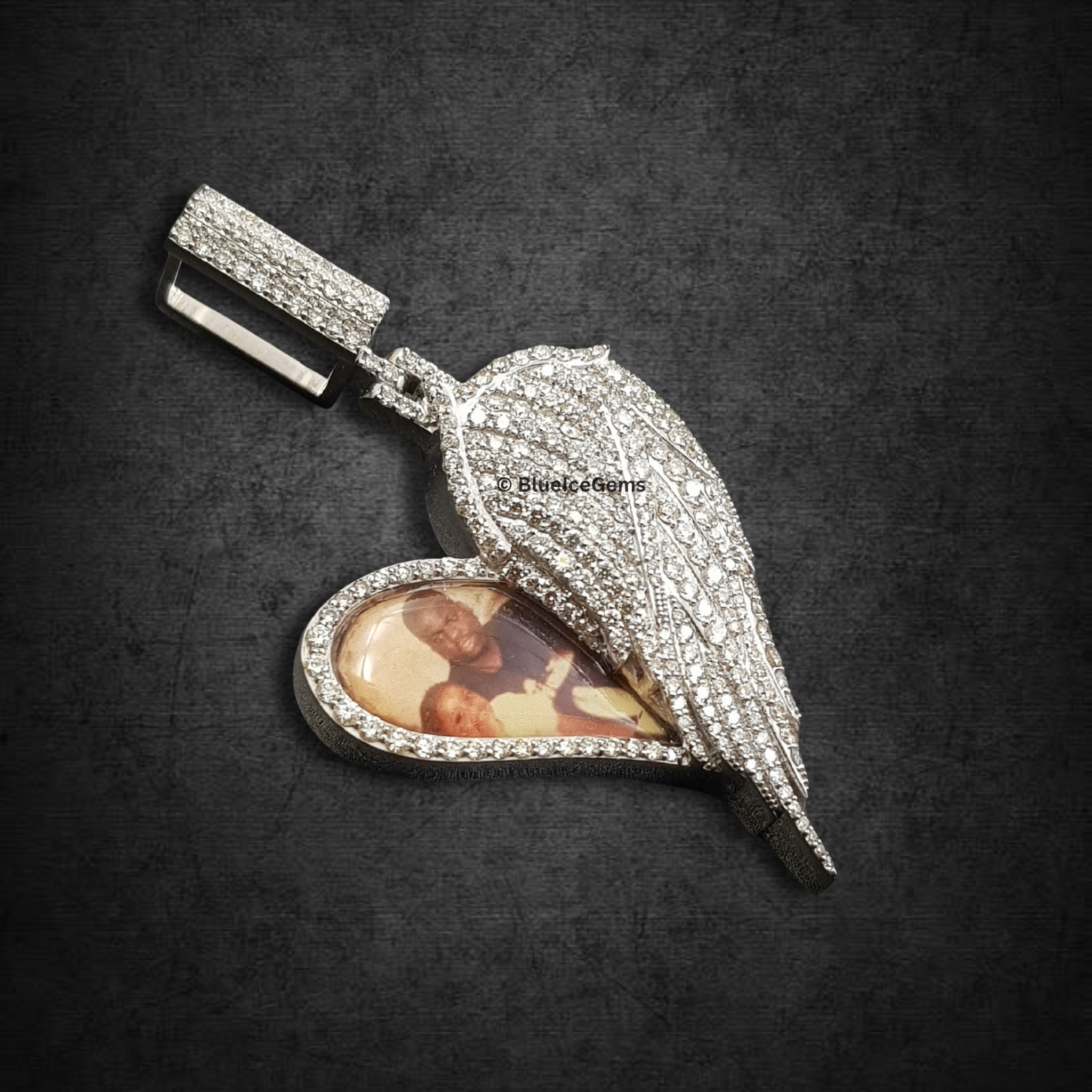 The "Angel Wing" Diamond Photo Heart Pendant