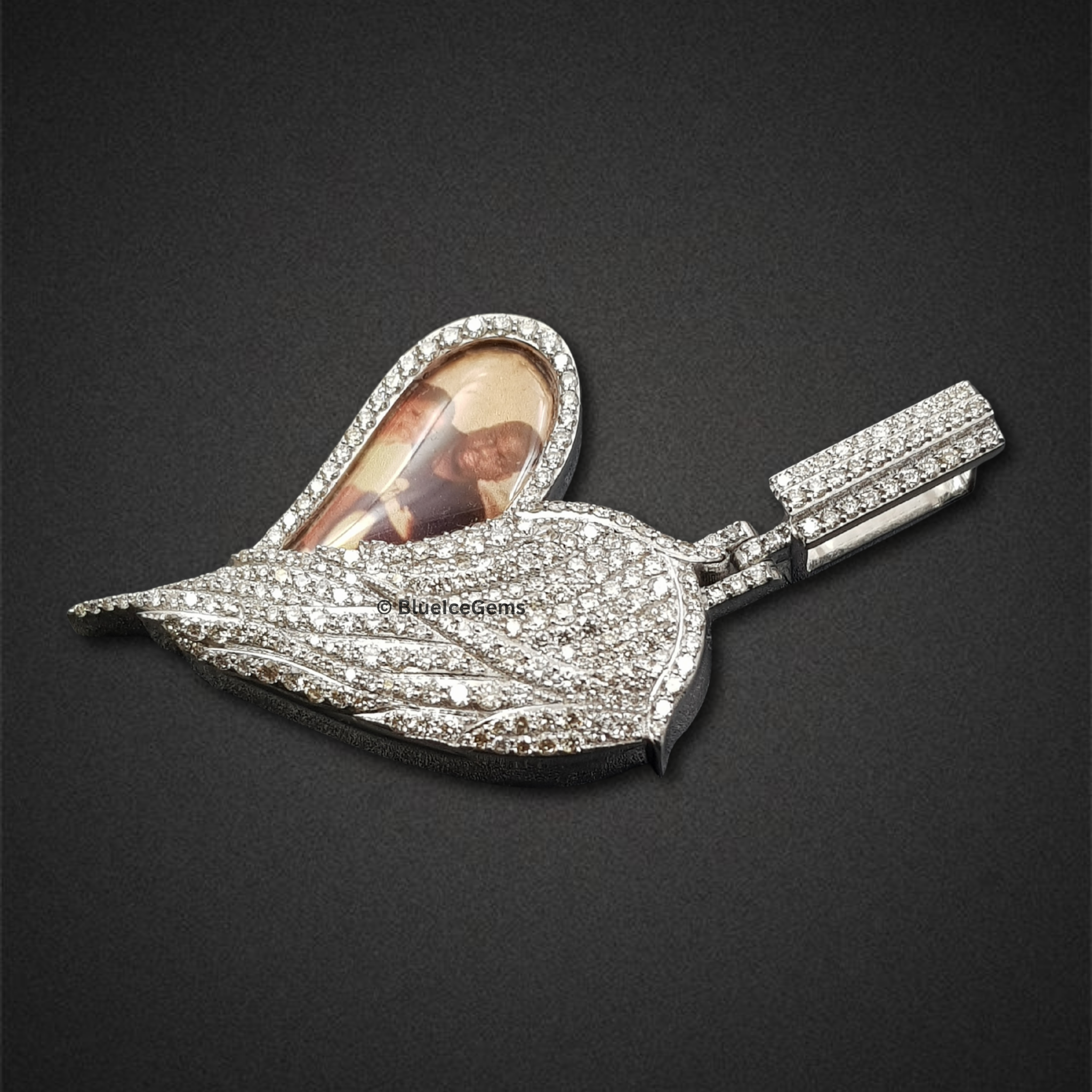 The "Angel Wing" Diamond Photo Heart Pendant