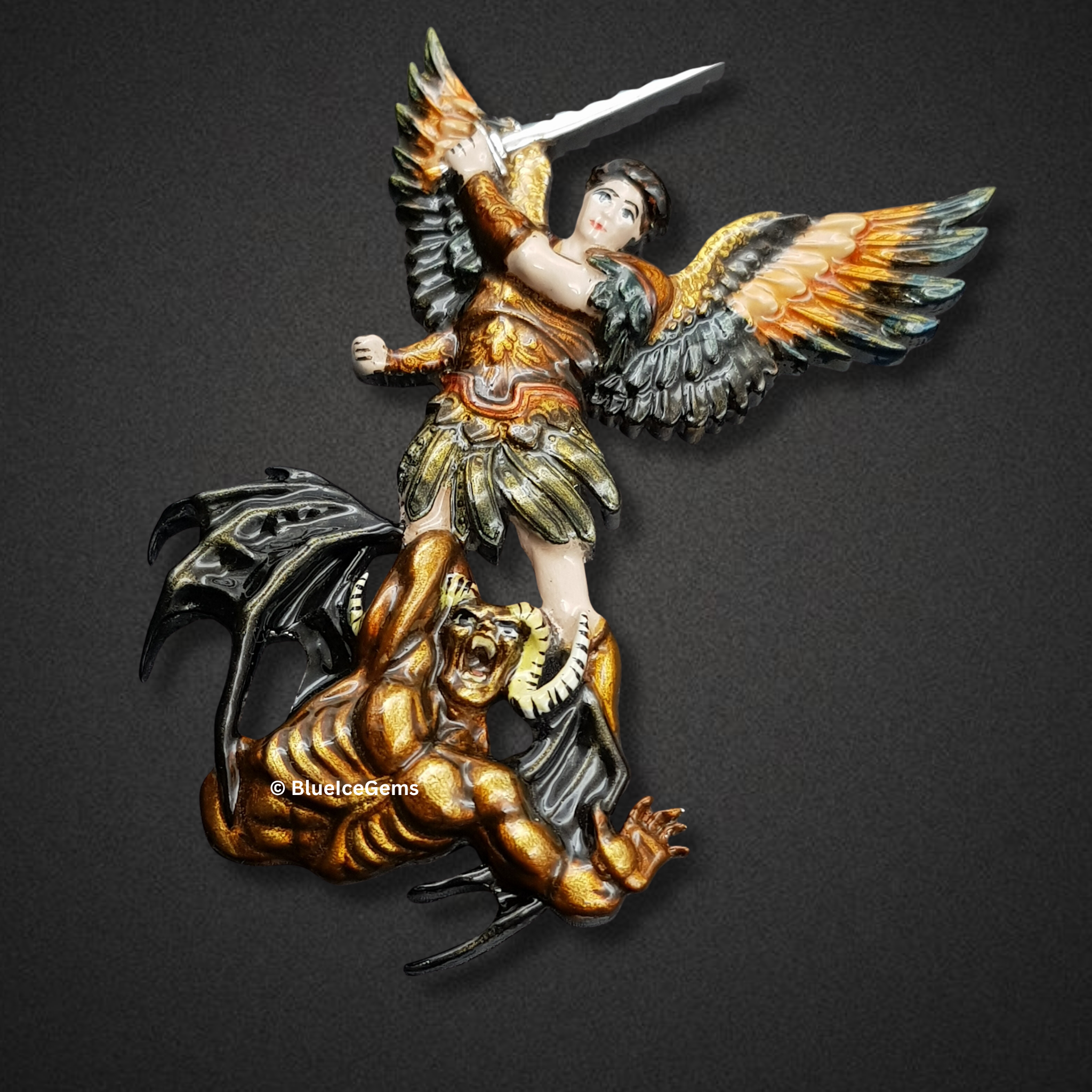 The "Archangel Michael" Enamel & Gold Sculpture Pendant