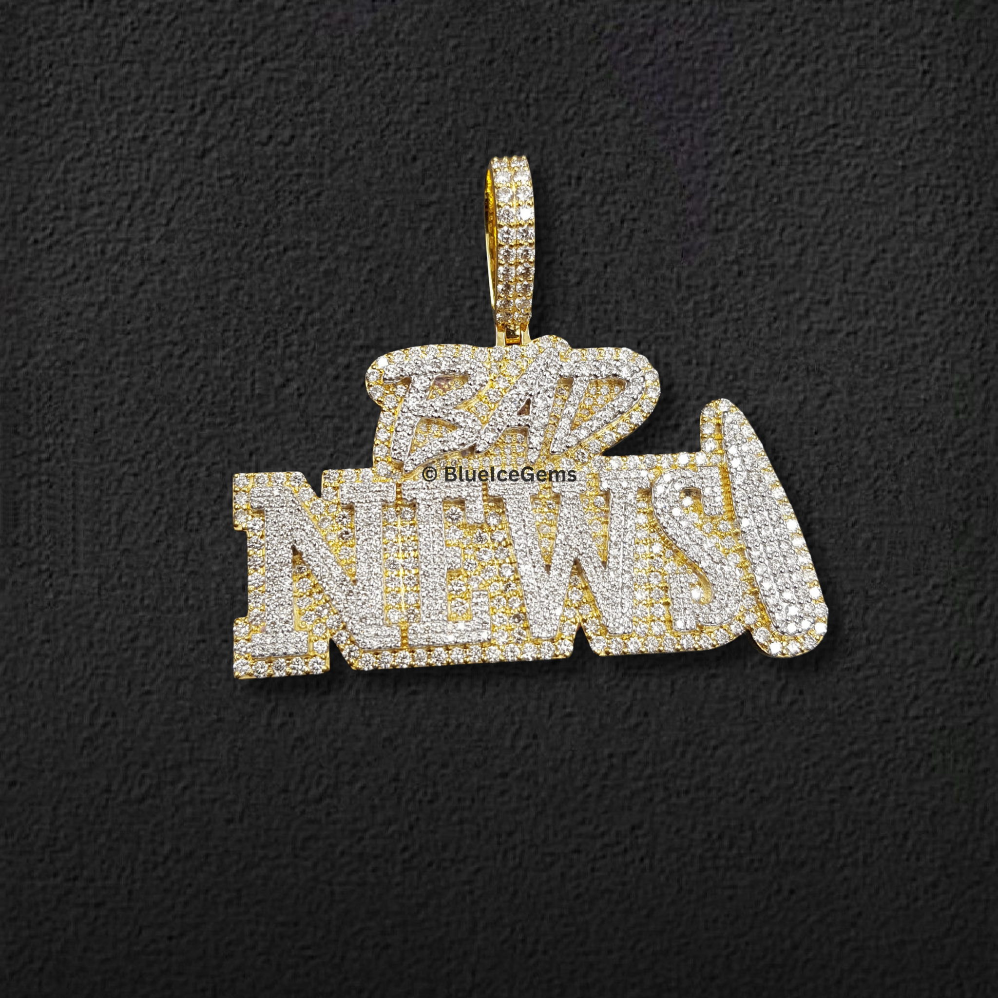 The "BAD NEWS" Diamond Statement Pendant
