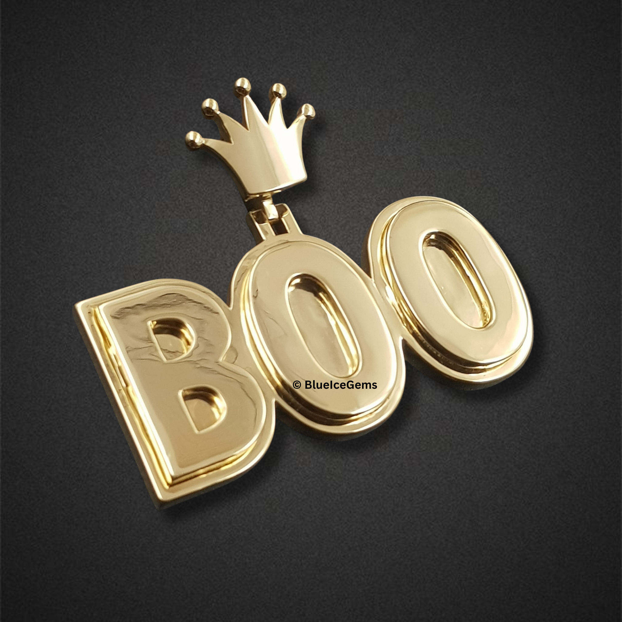 The "BOO" Crowned Gold Pendant