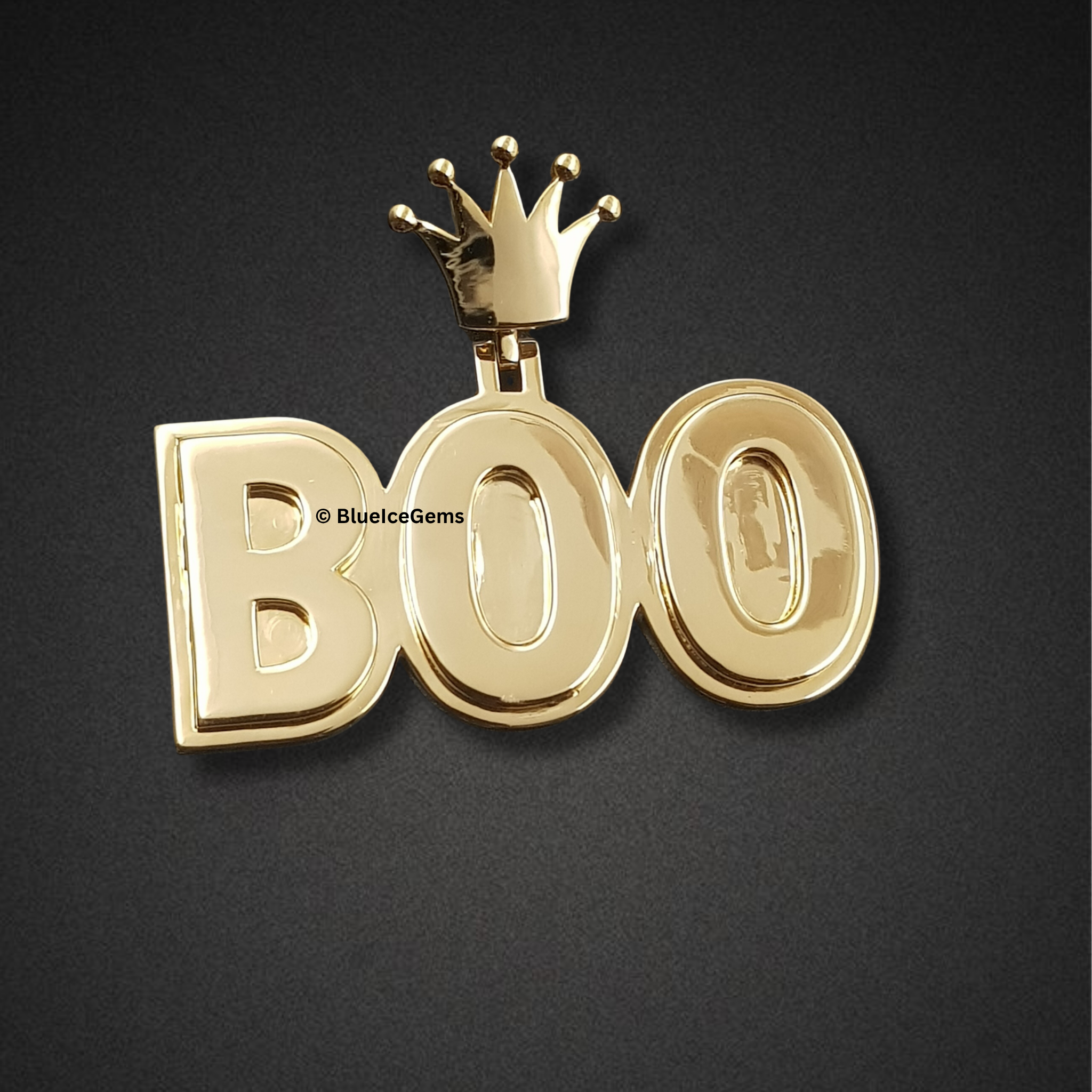 The "BOO" Crowned Gold Pendant