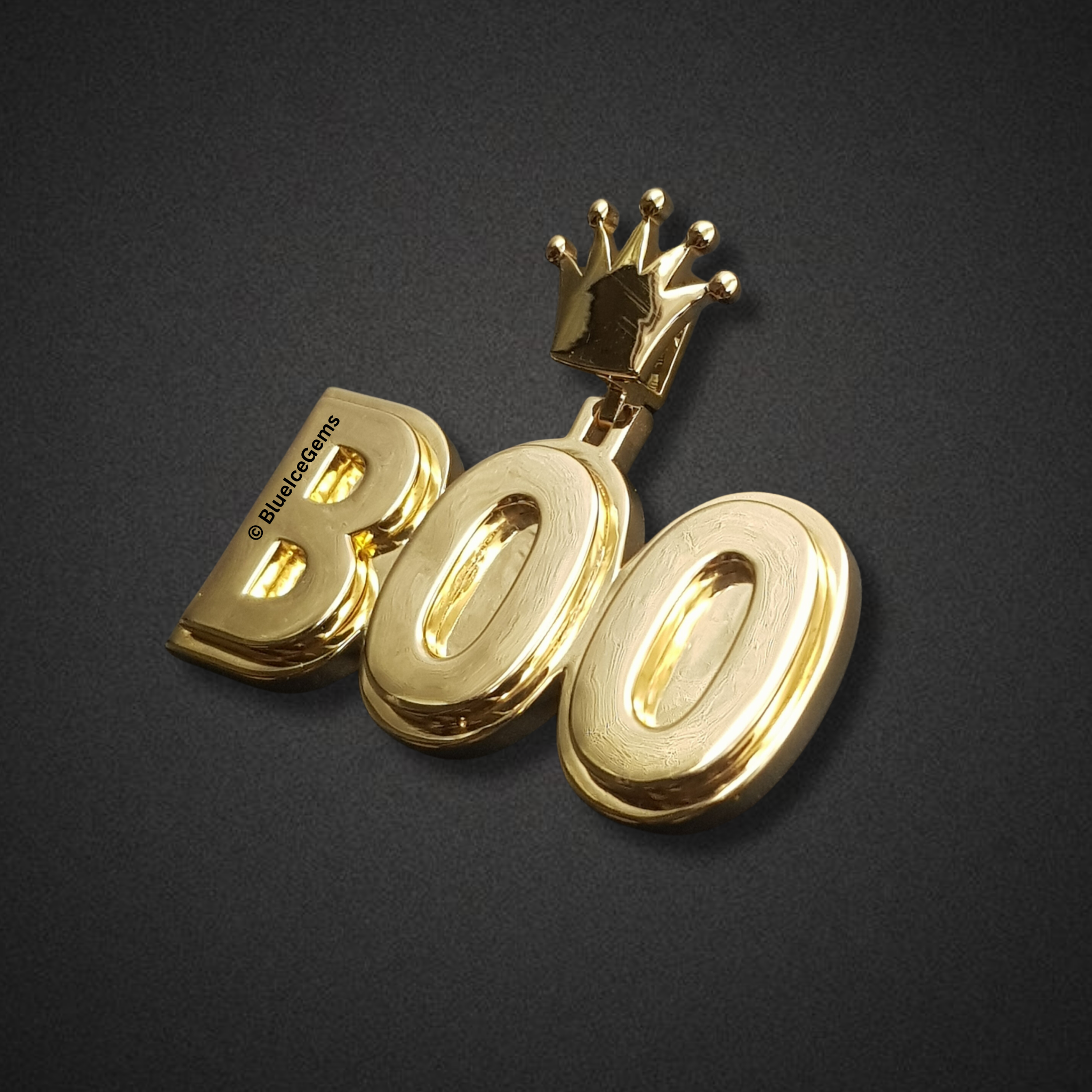The "BOO" Crowned Gold Pendant