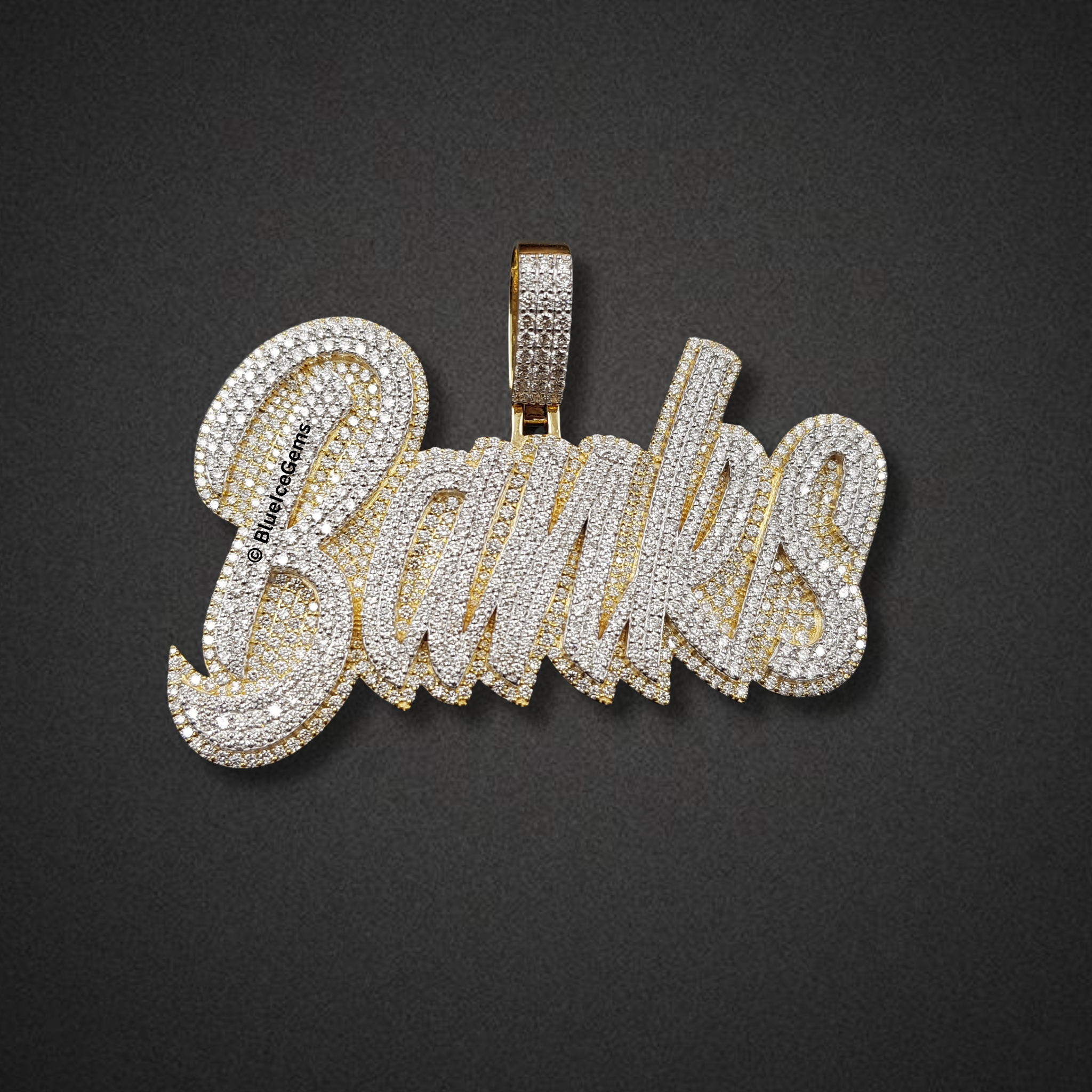 The "Banks" Diamond Signature Script Pendant