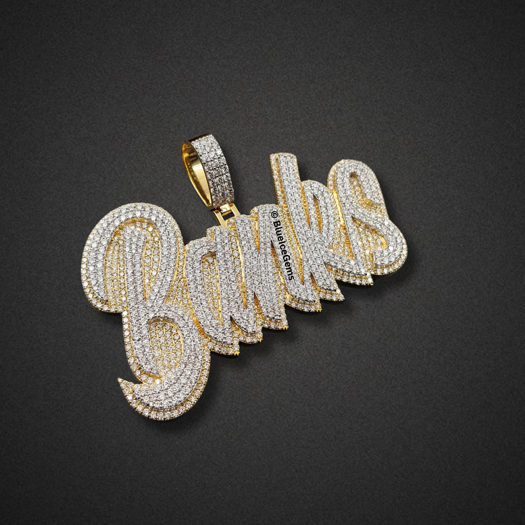 The "Banks" Diamond Signature Script Pendant