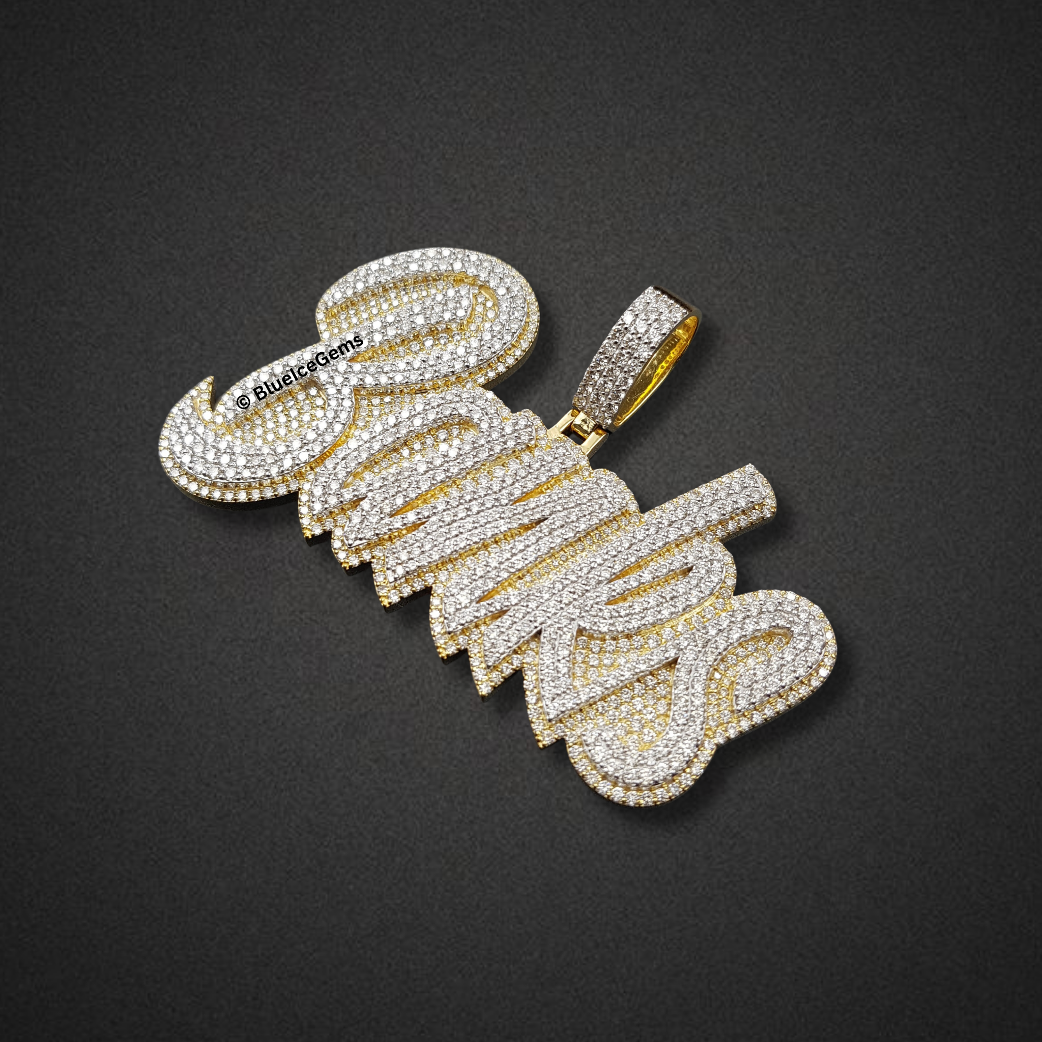The "Banks" Diamond Signature Script Pendant