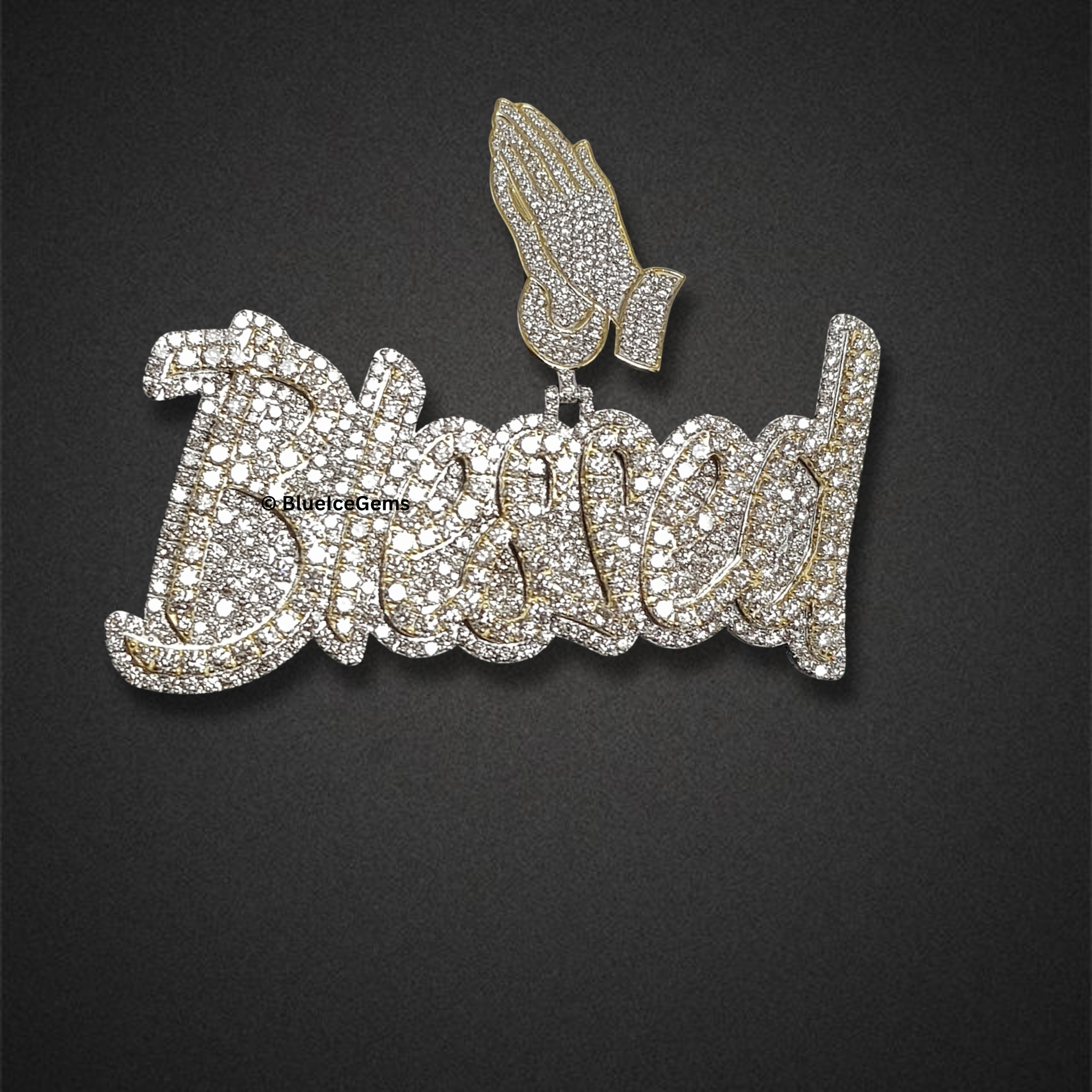 The "Blessed" Praying Hands Diamond Pendant