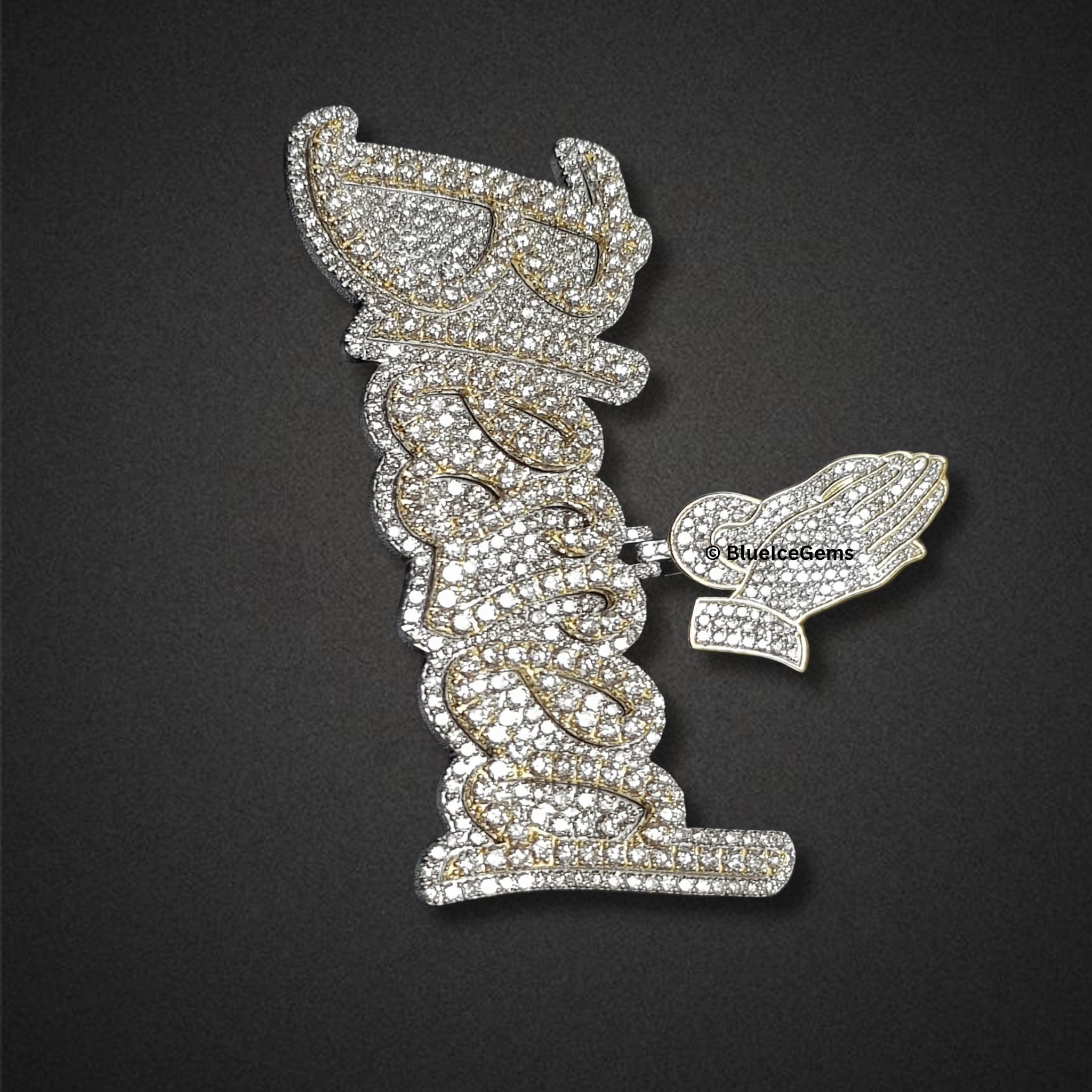 The "Blessed" Praying Hands Diamond Pendant
