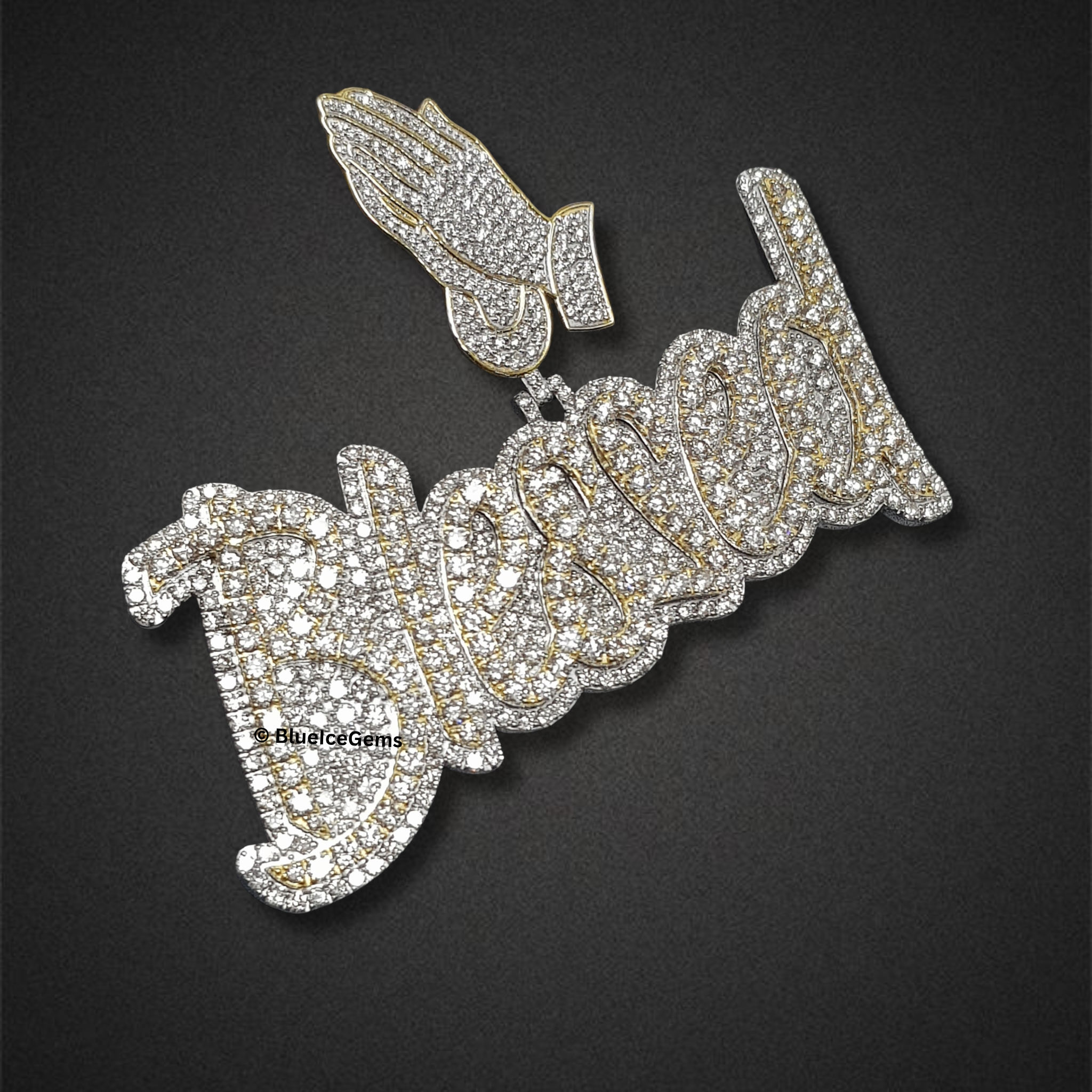 The "Blessed" Praying Hands Diamond Pendant