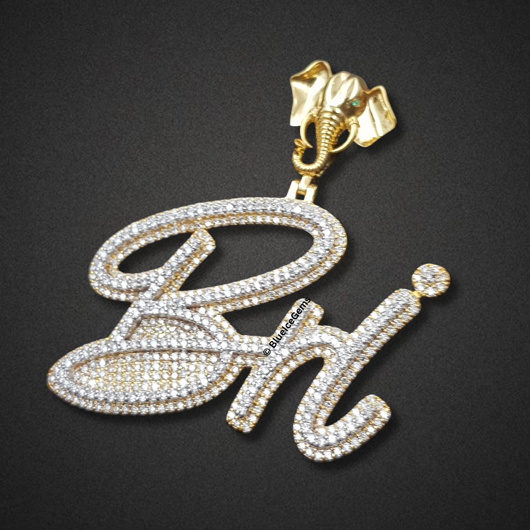 The "Bri" Elephant Diamond Script Pendant