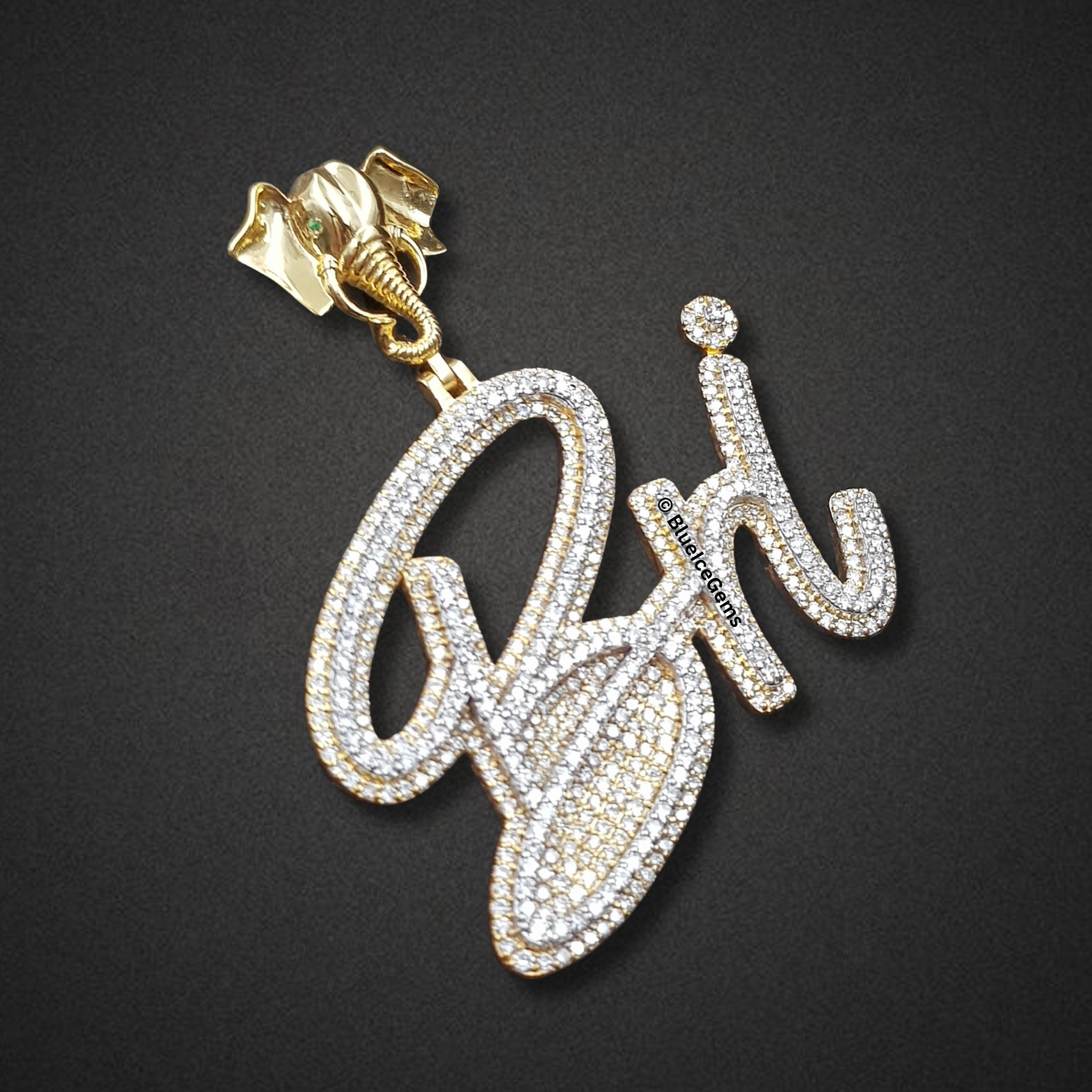 The "Bri" Elephant Diamond Script Pendant
