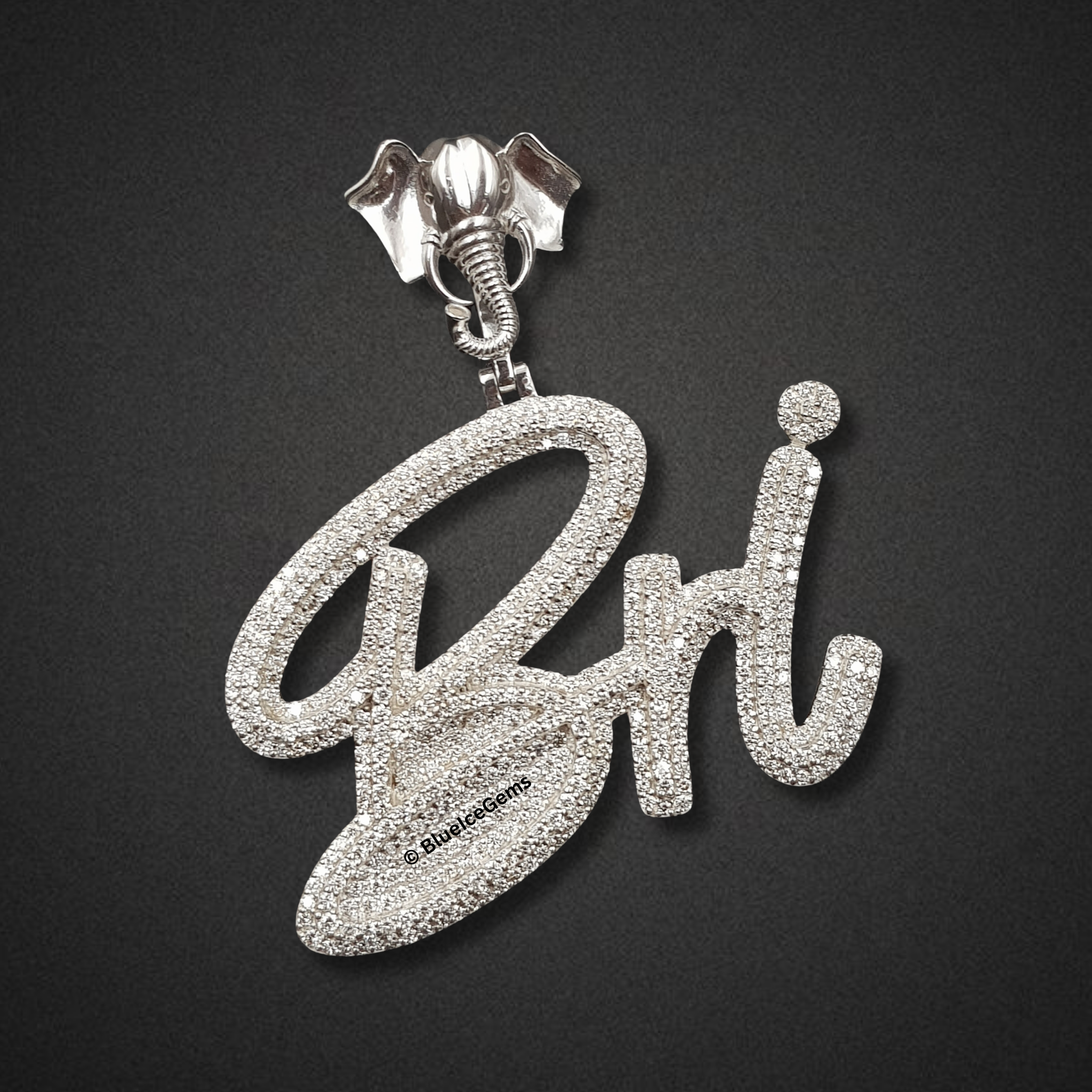 The "Bri" Elephant Diamond Script Pendant