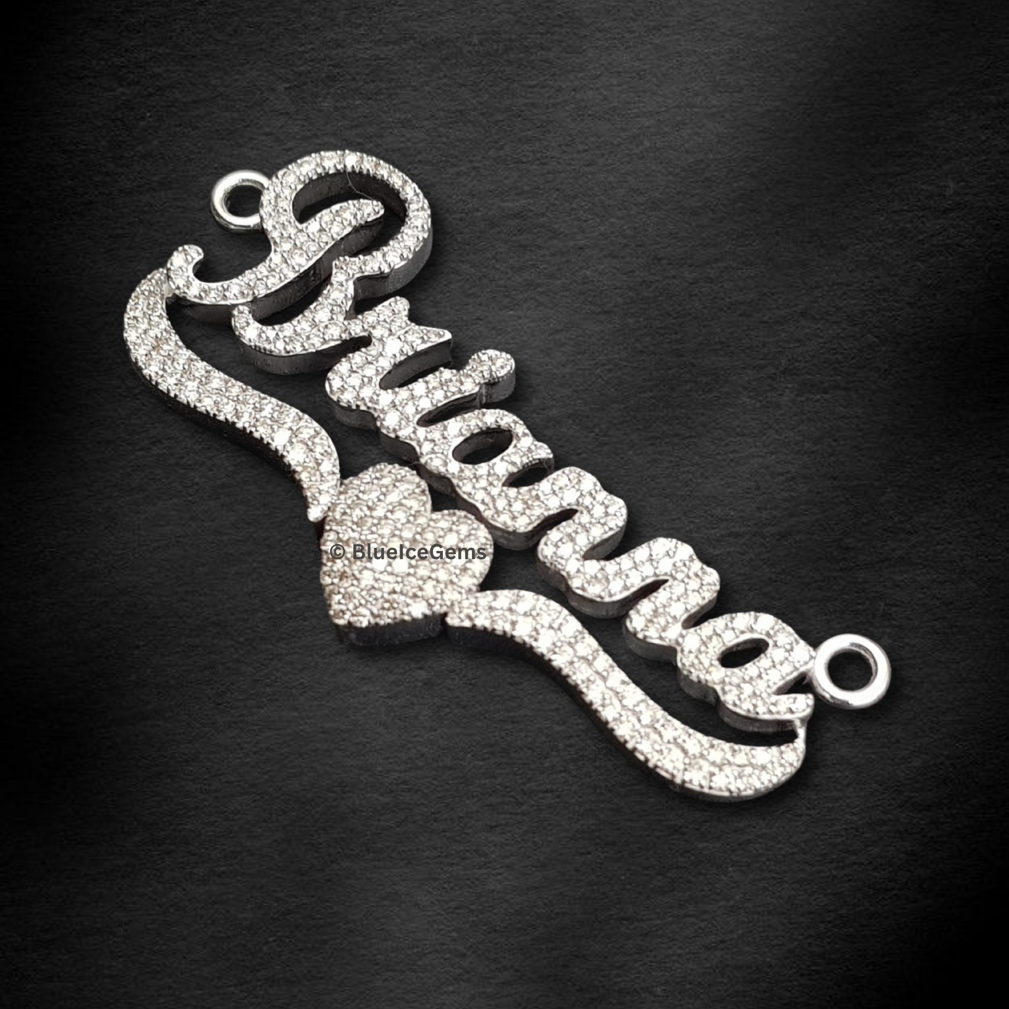 The "Brianna" Heart-Adorned Diamond Script Pendant