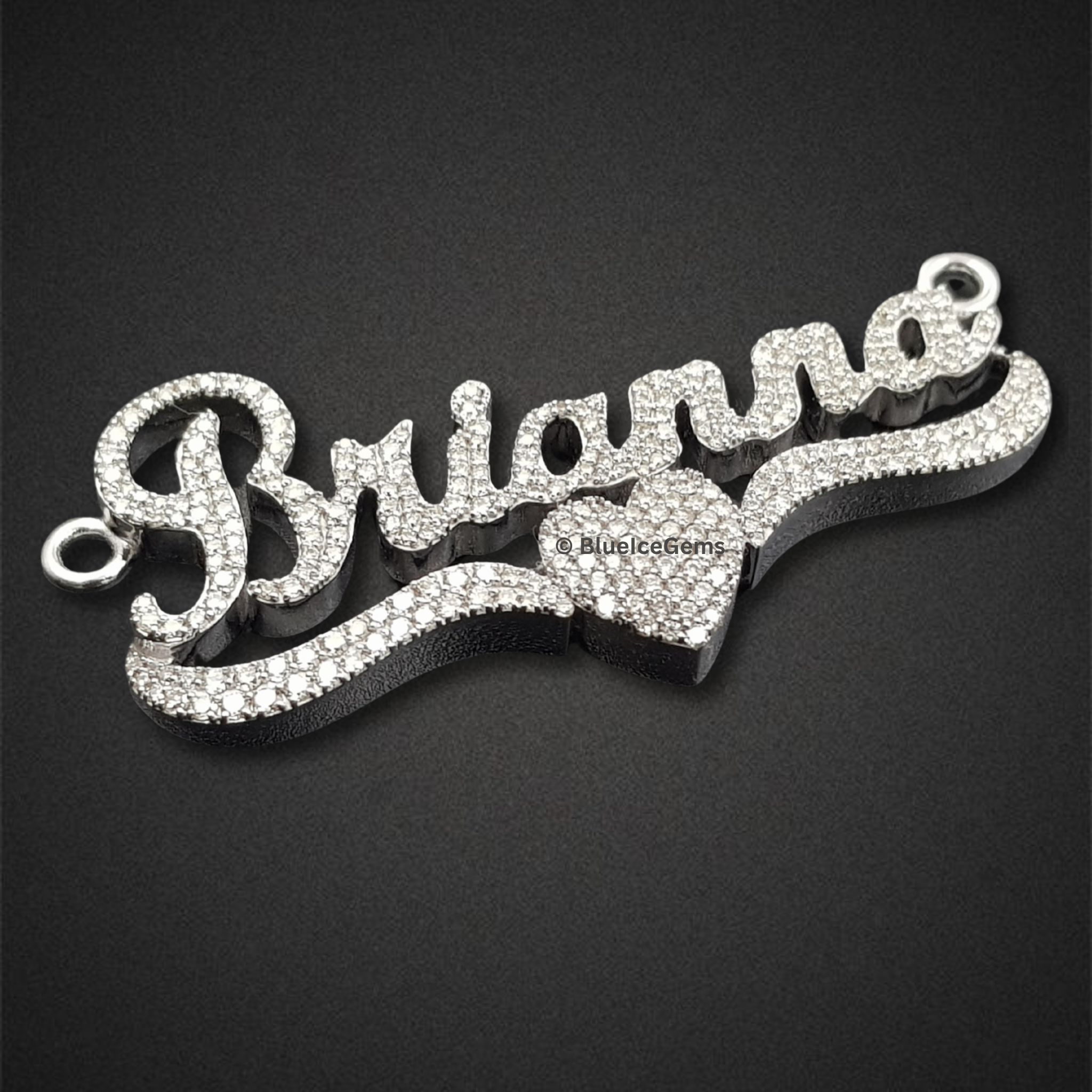 The "Brianna" Heart-Adorned Diamond Script Pendant