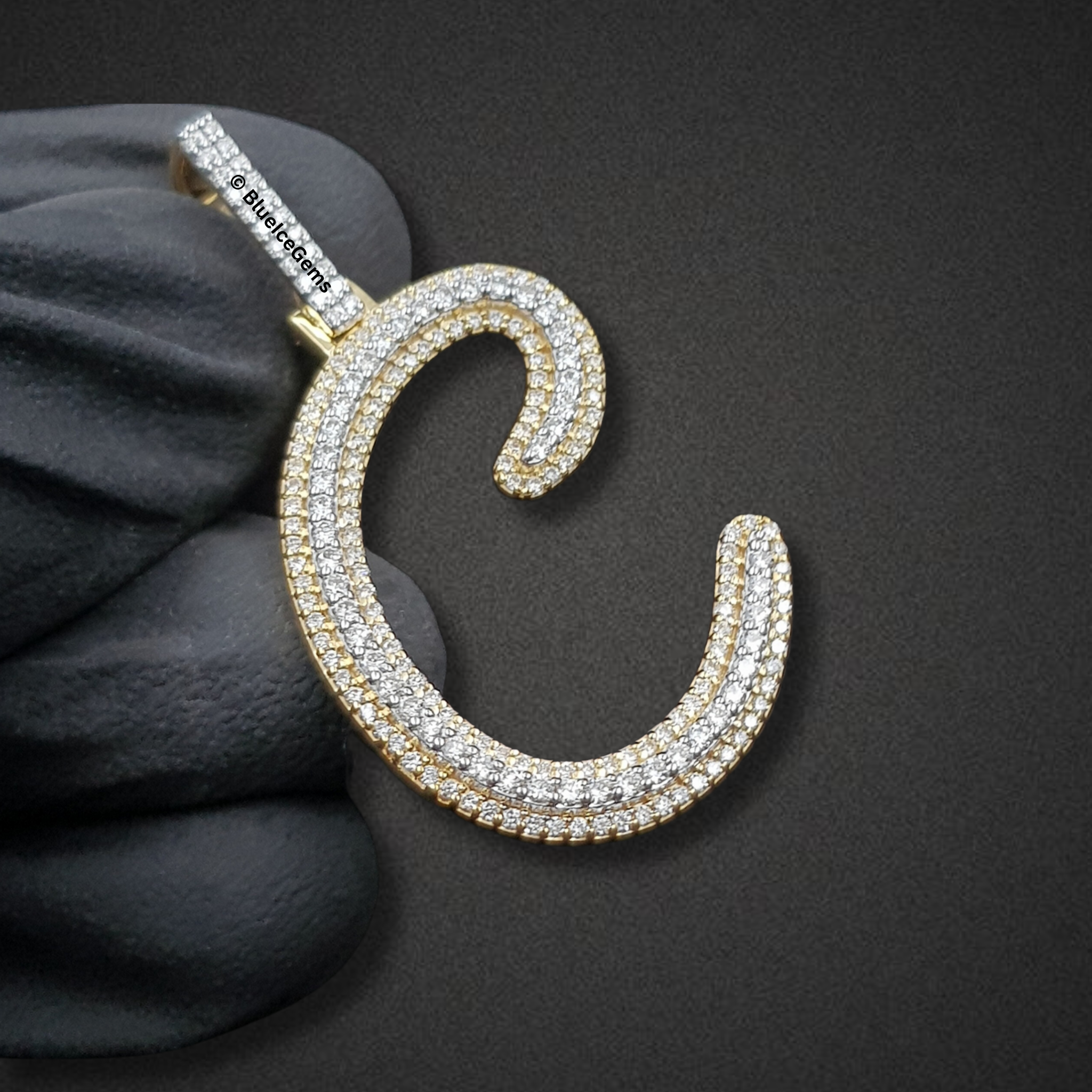 The "C" Diamond Bubble Initial Pendant