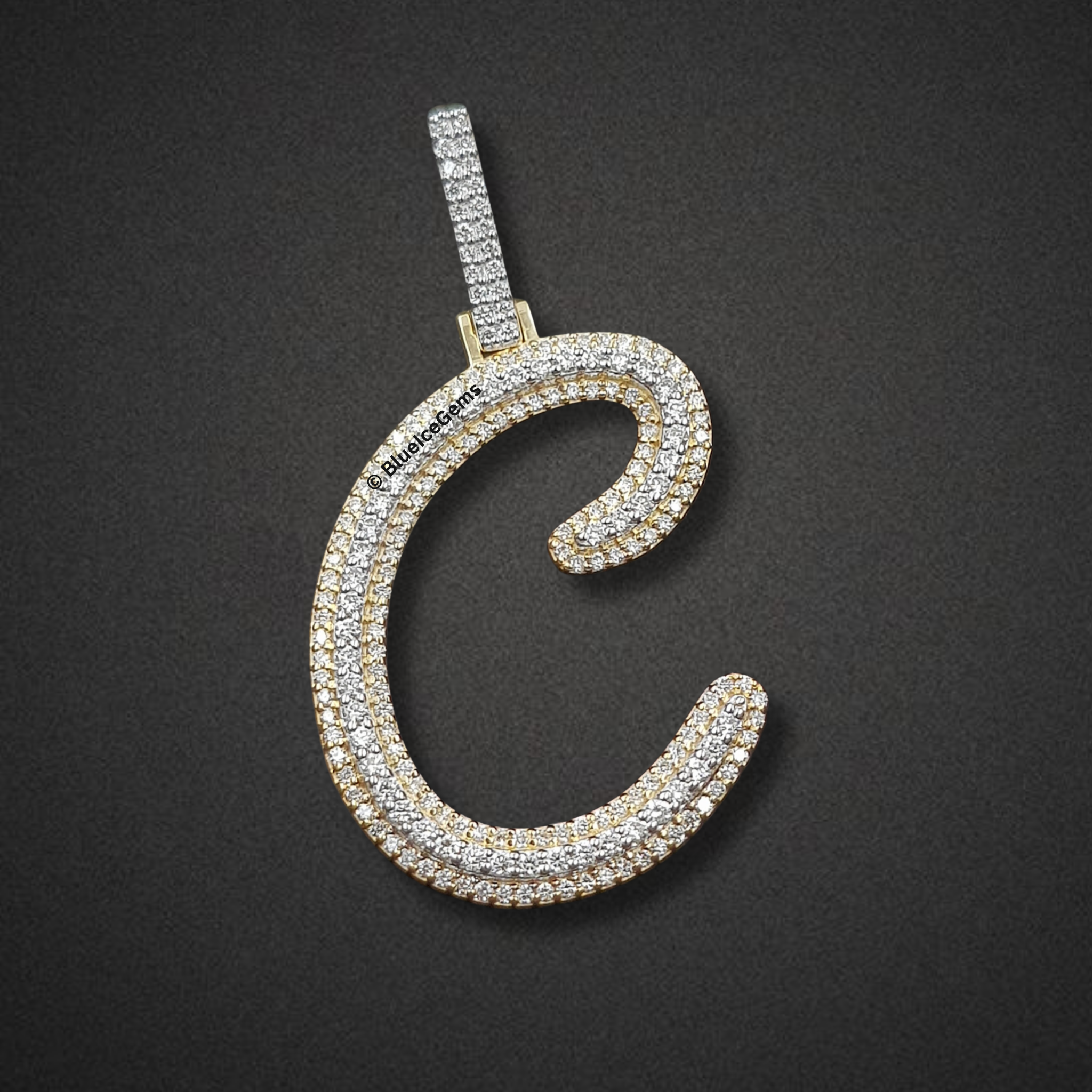 The "C" Diamond Bubble Initial Pendant