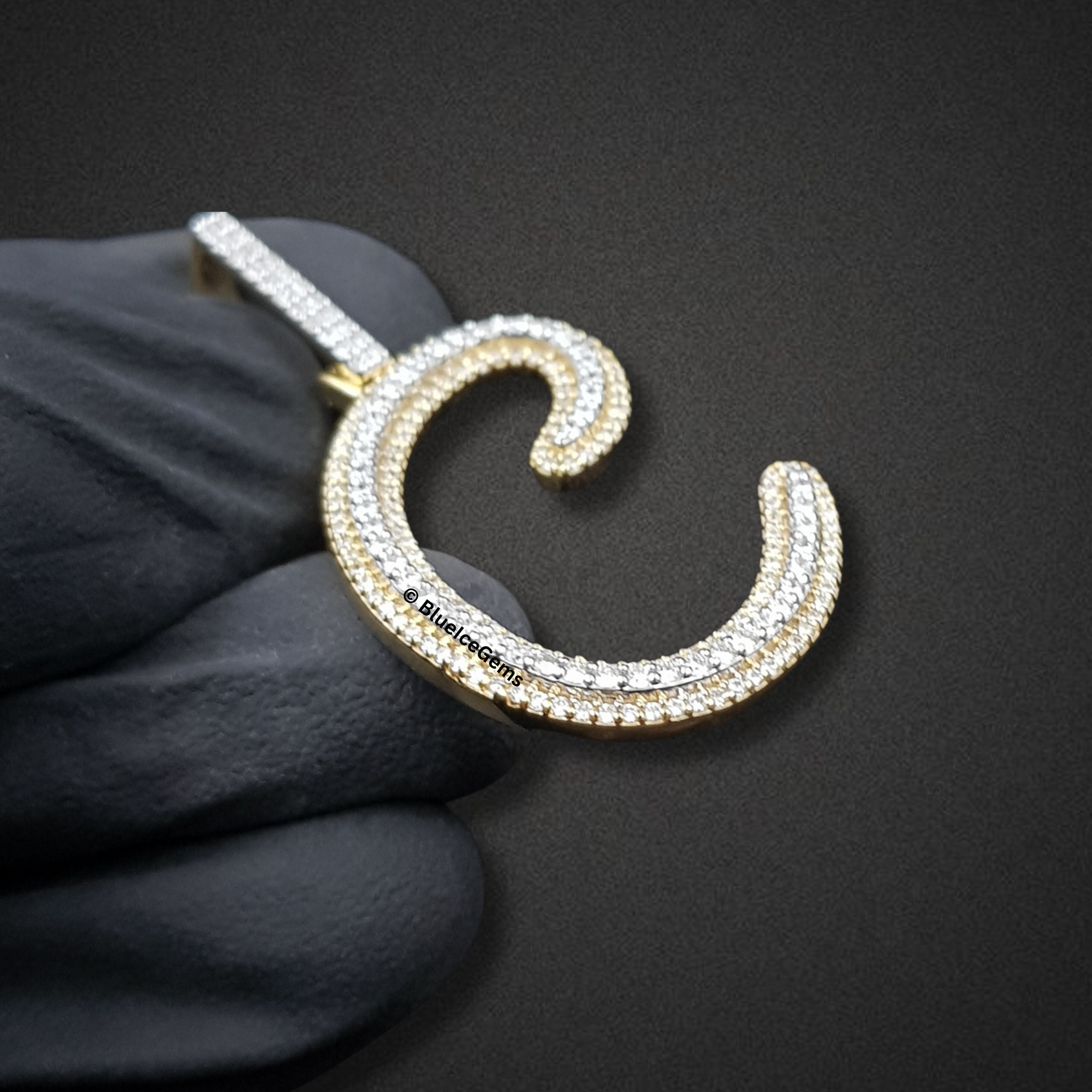The "C" Diamond Bubble Initial Pendant