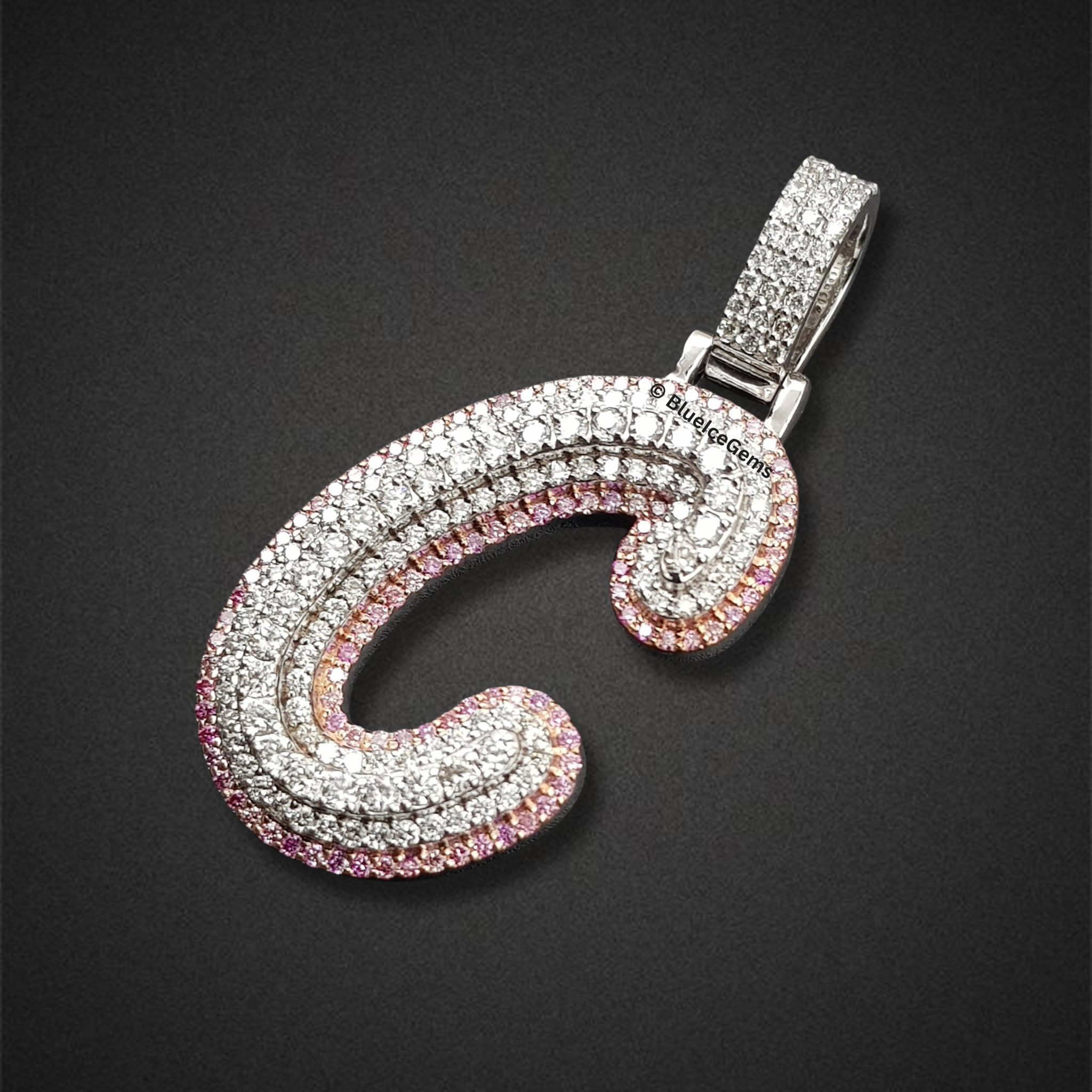 The "C" Rose & White Diamond Curvature Pendant