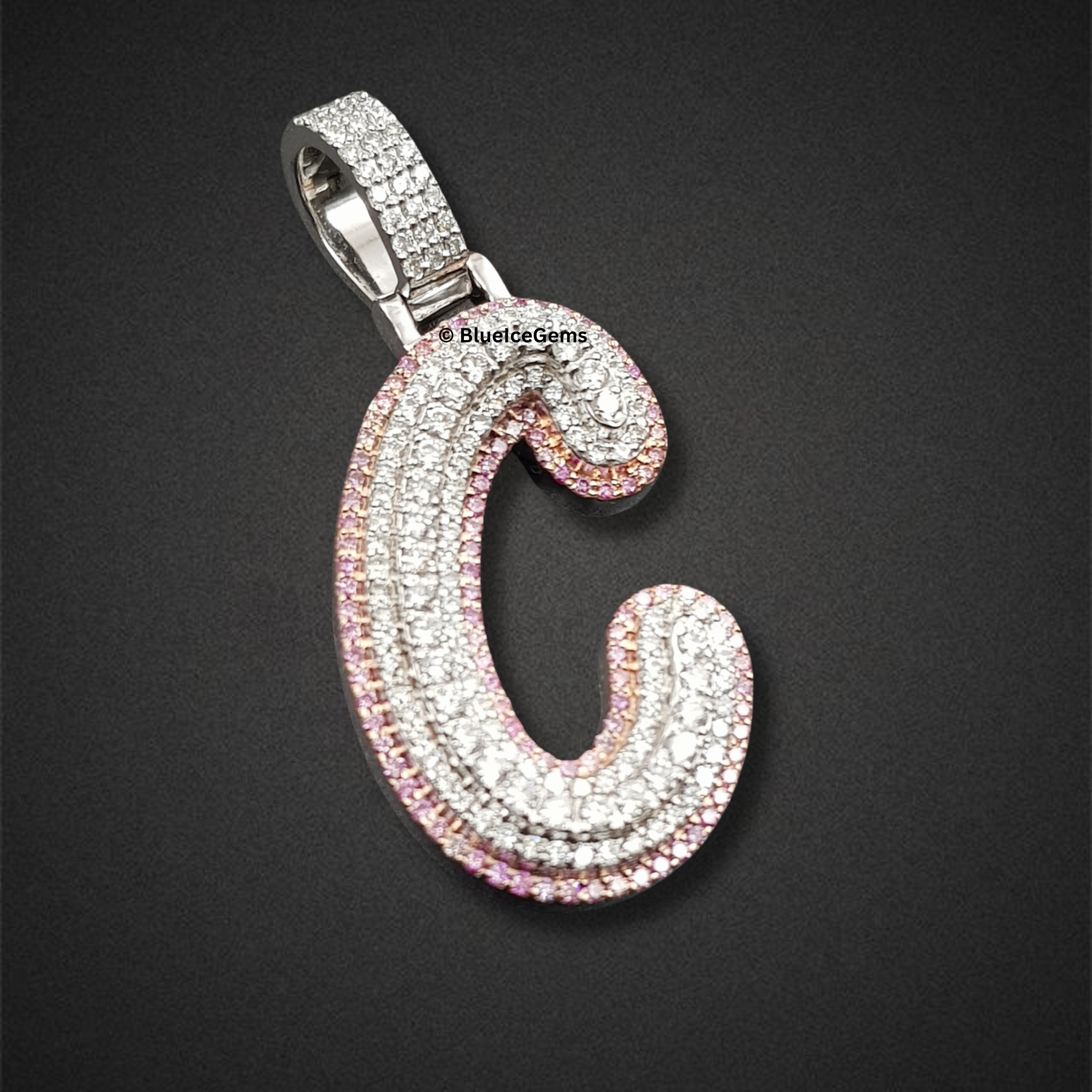 The "C" Rose & White Diamond Curvature Pendant