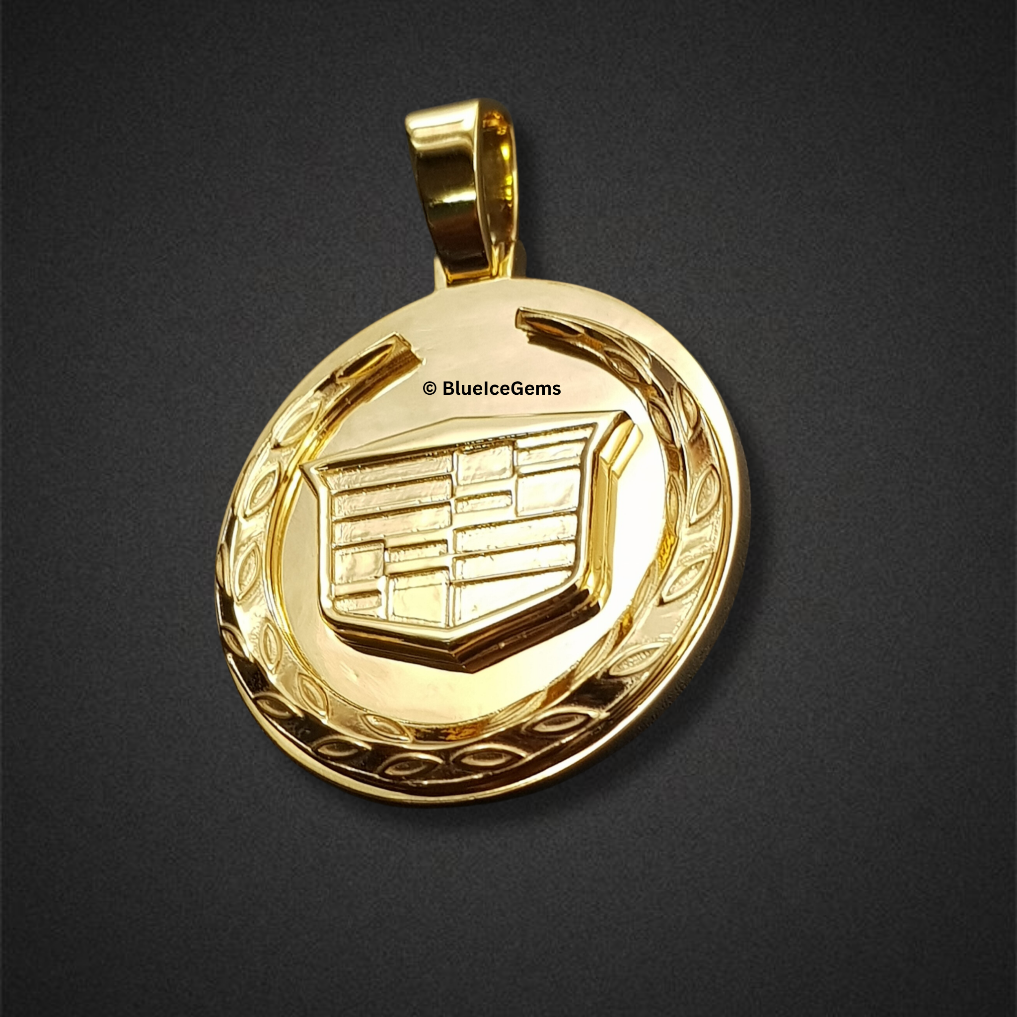 The "Cadillac Crest" Polished Gold Medallion Pendant