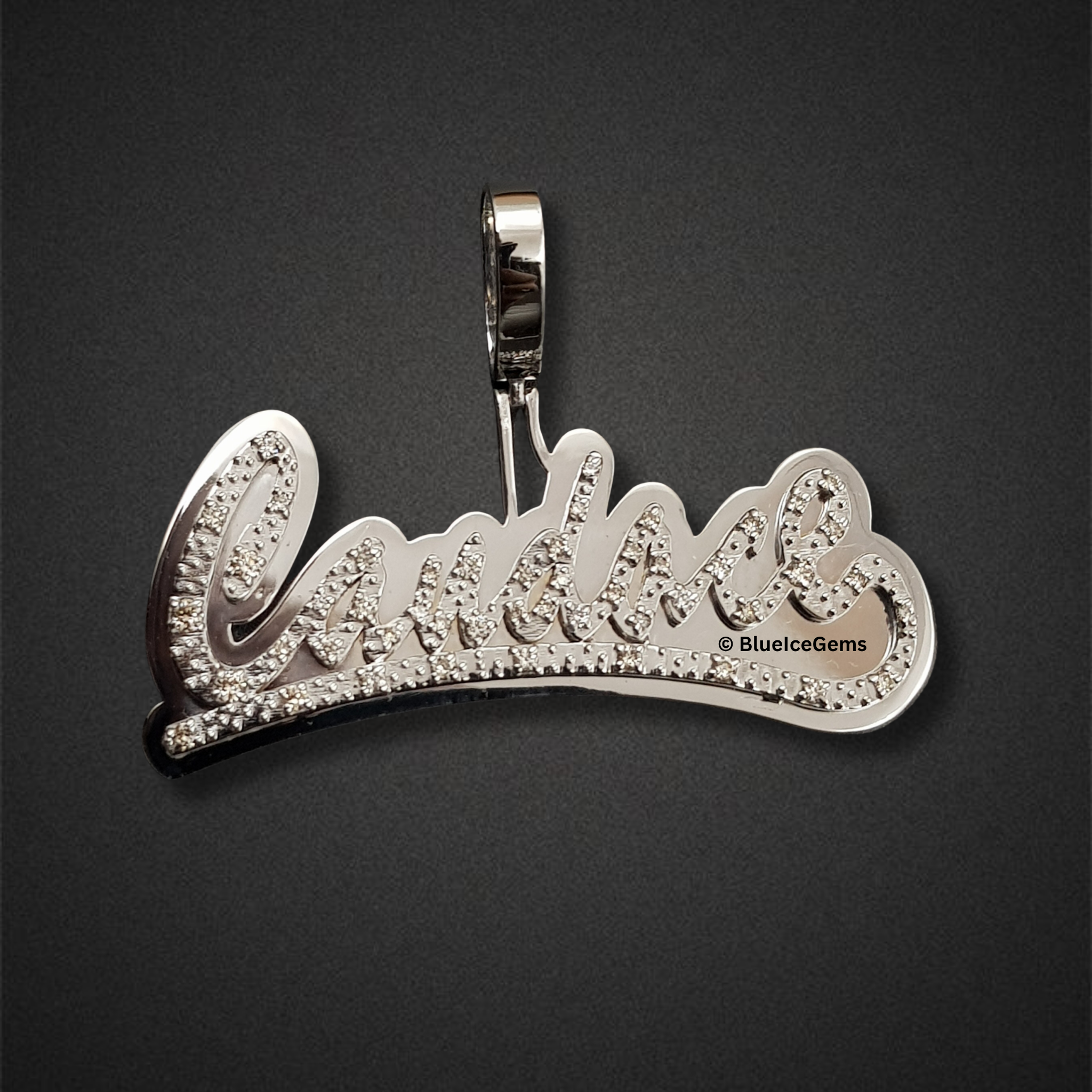 The "Candace" Diamond Pave Script Pendant
