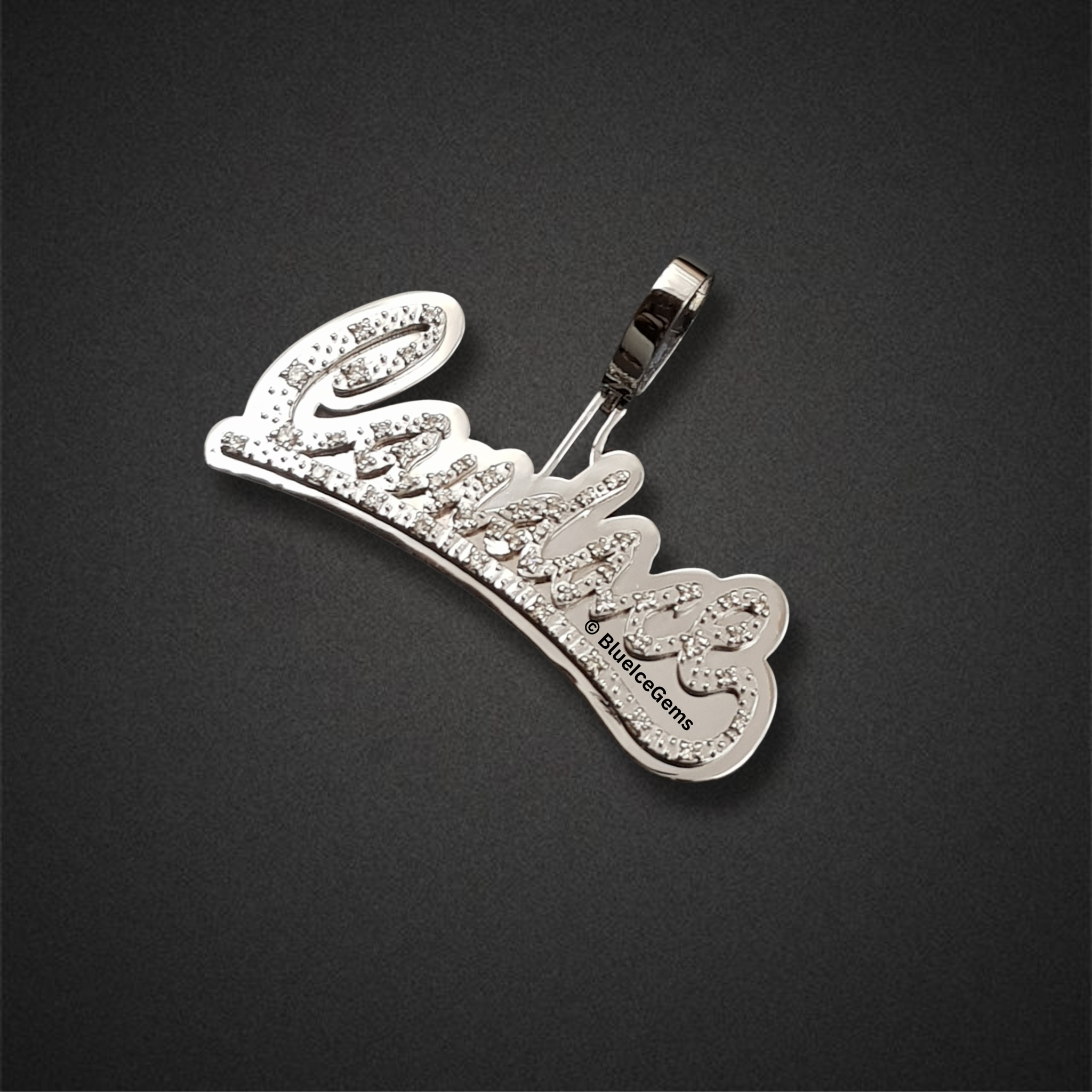The "Candace" Diamond Pave Script Pendant