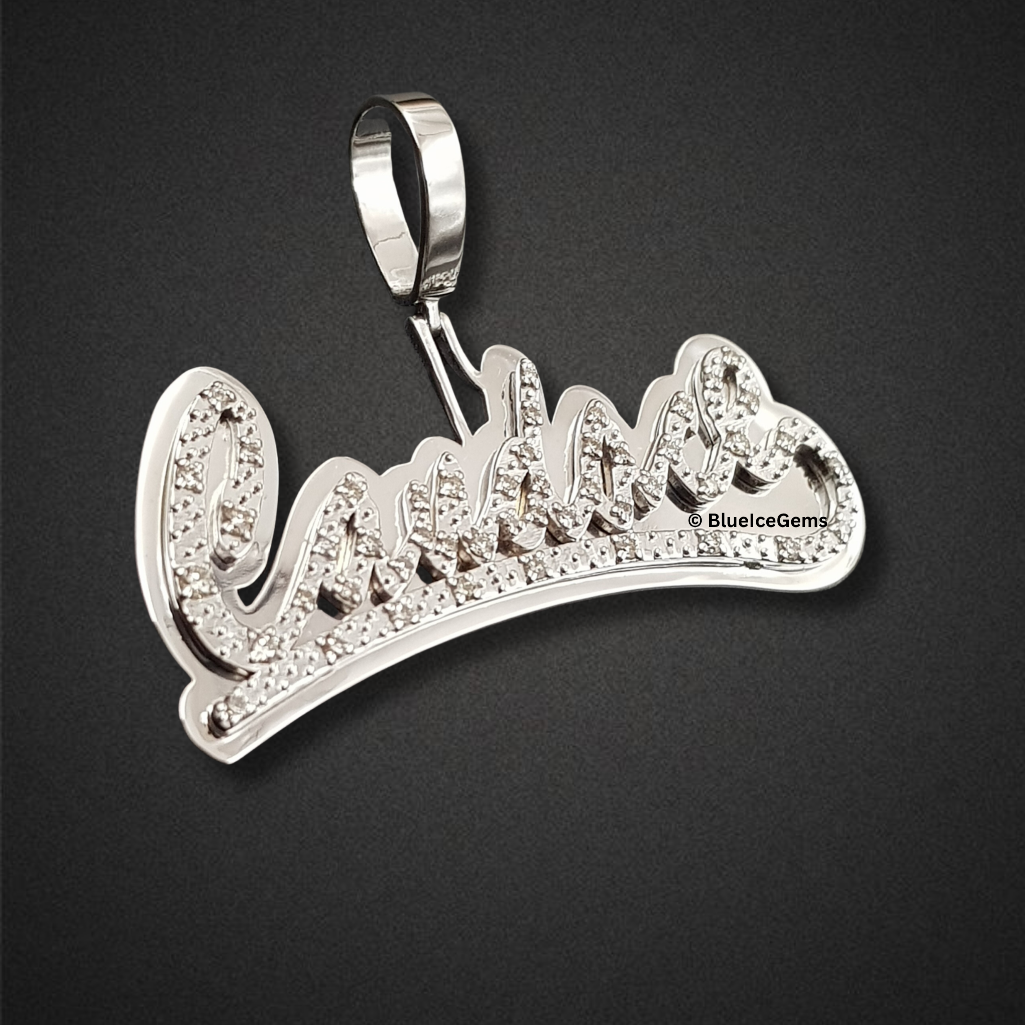 The "Candace" Diamond Pave Script Pendant