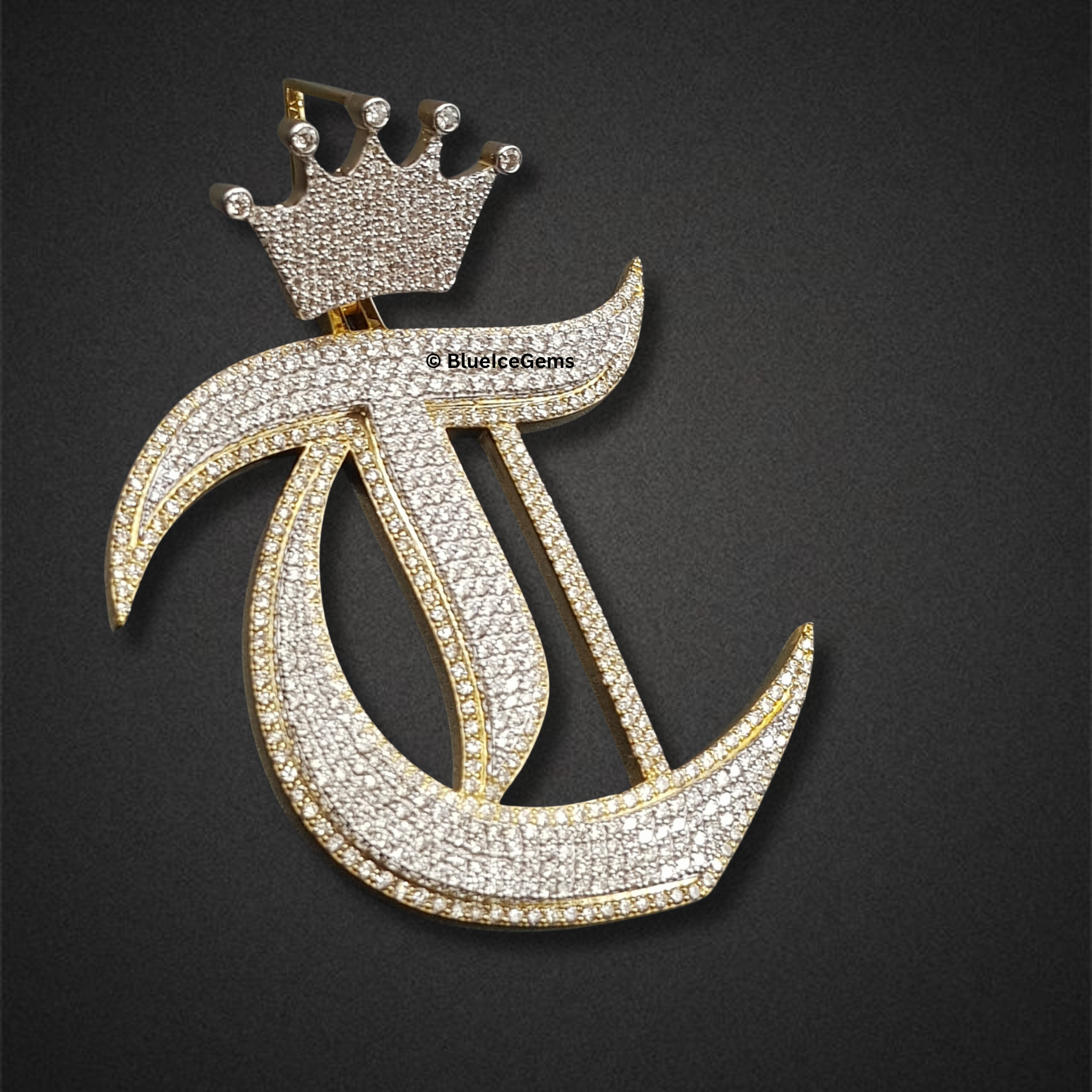 The "Crowned Gothic T" Diamond Pendant