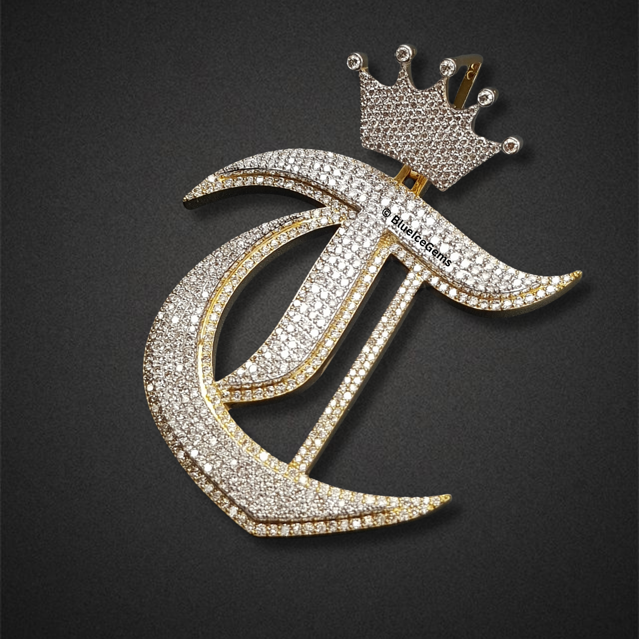 The "Crowned Gothic T" Diamond Pendant