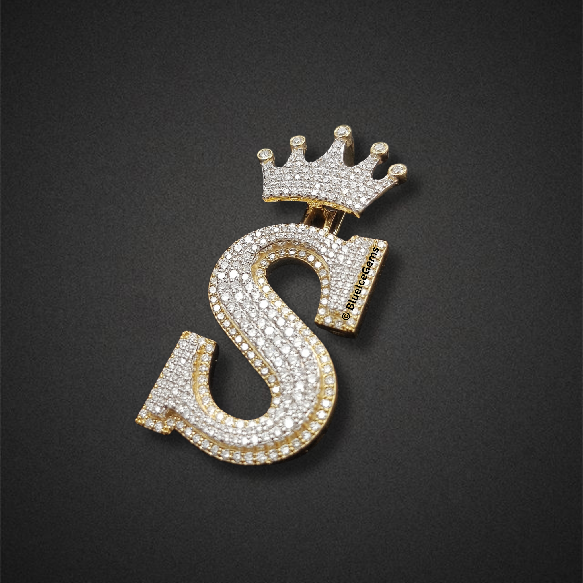 The "Crowned S" Diamond Initial Pendant