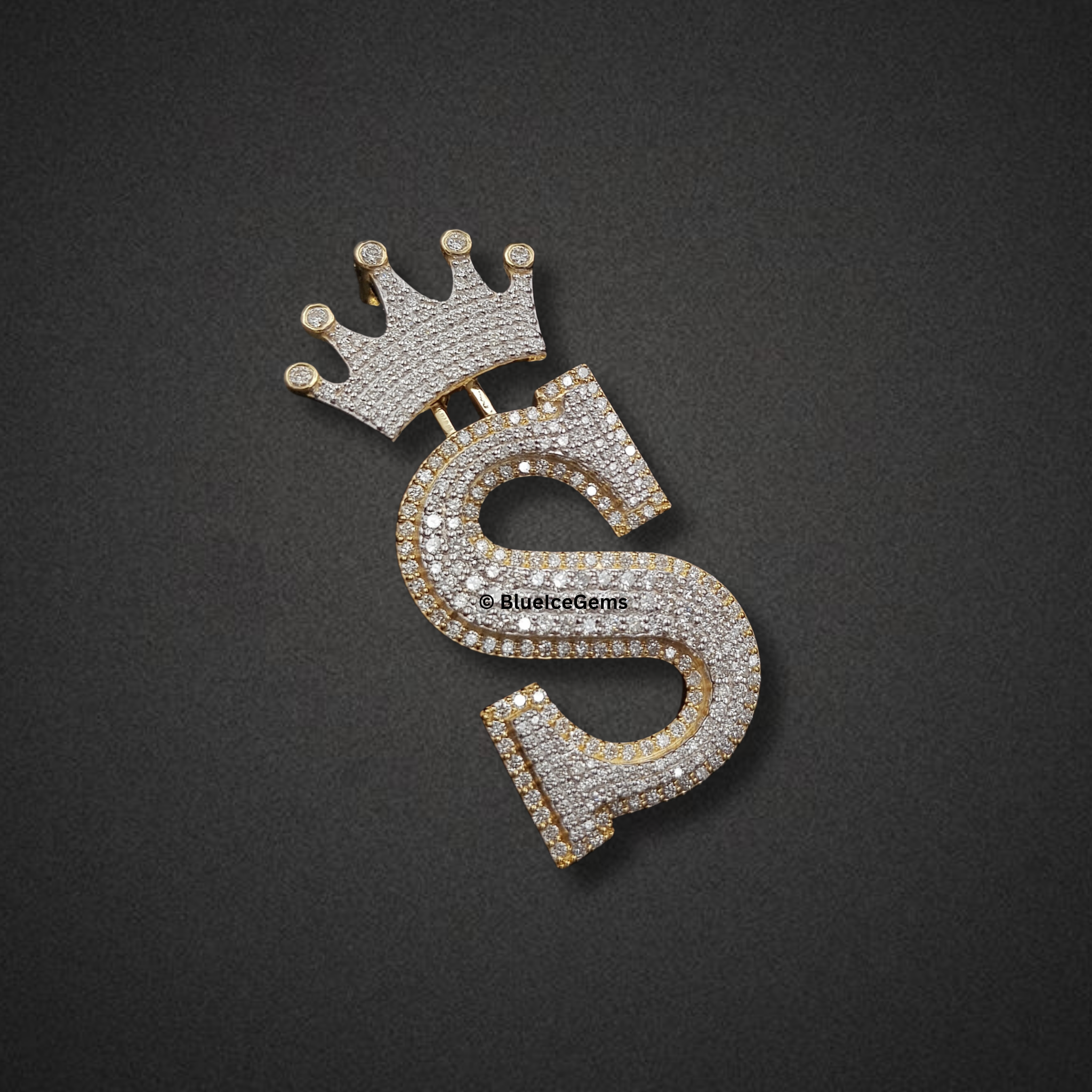 The "Crowned S" Diamond Initial Pendant