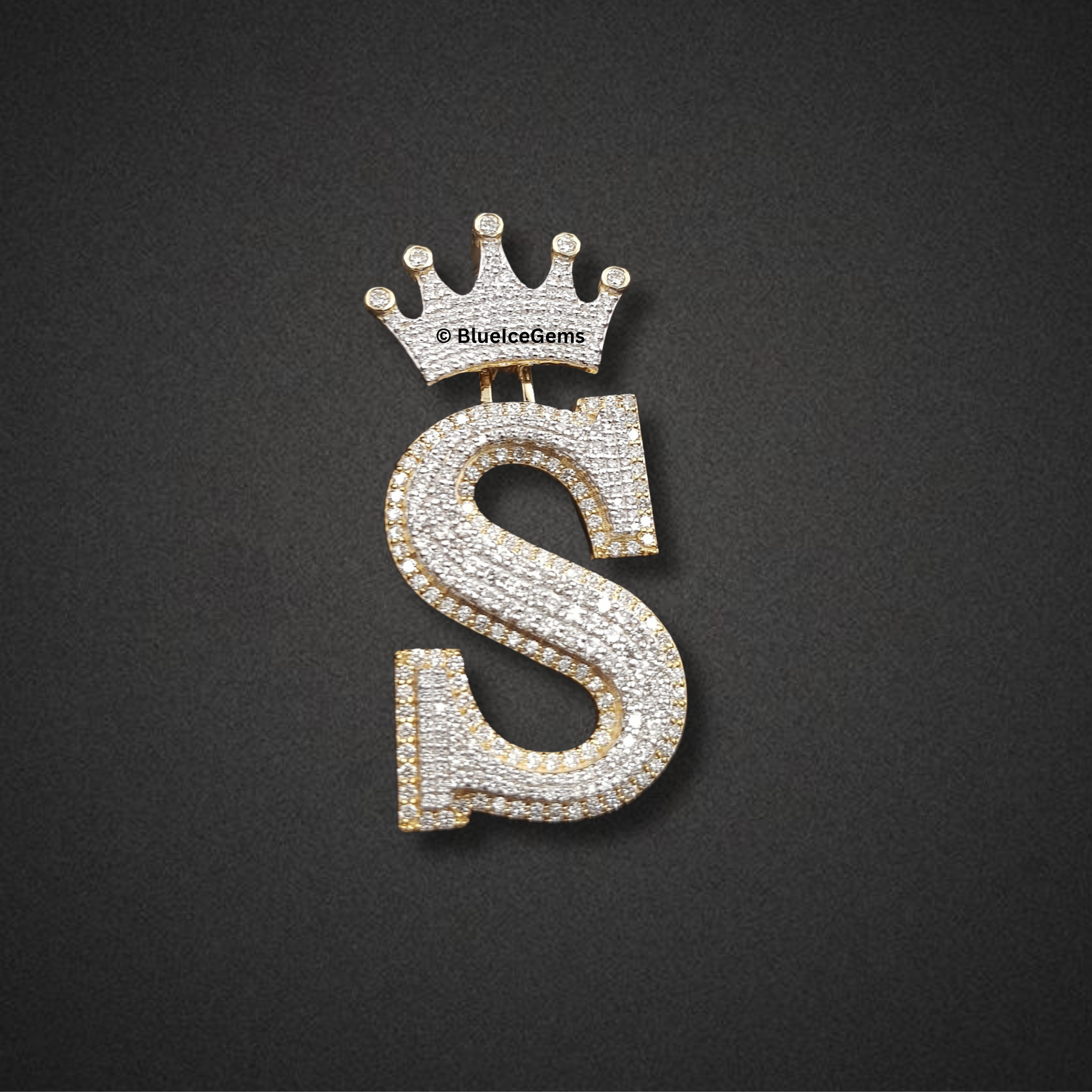 The "Crowned S" Diamond Initial Pendant