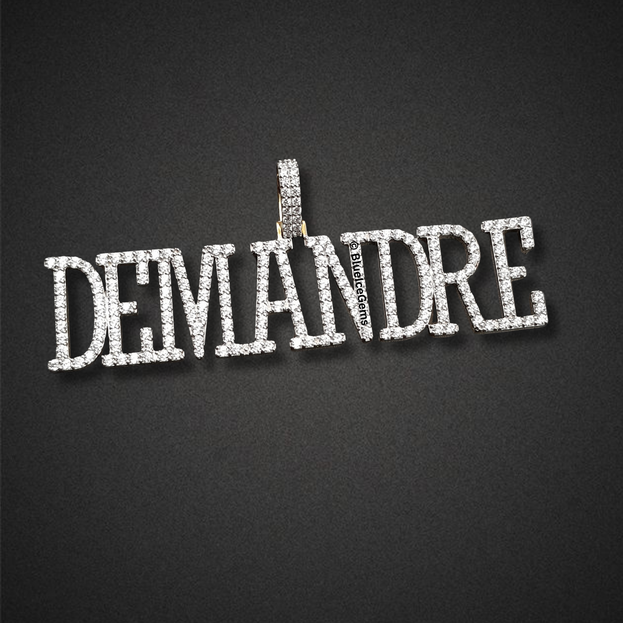 The "DEMANDRE" Diamond Block Letter Pendant