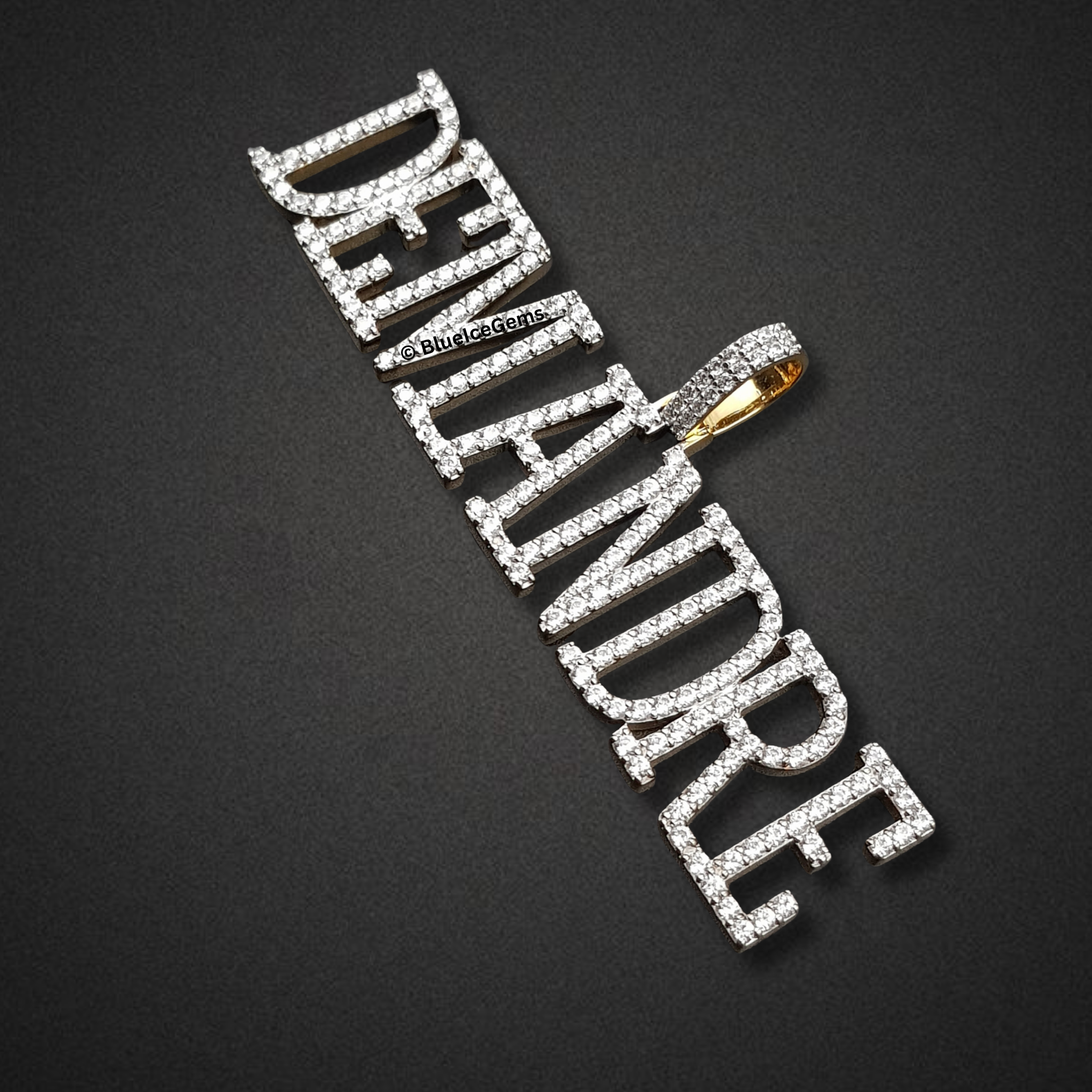 The "DEMANDRE" Diamond Block Letter Pendant