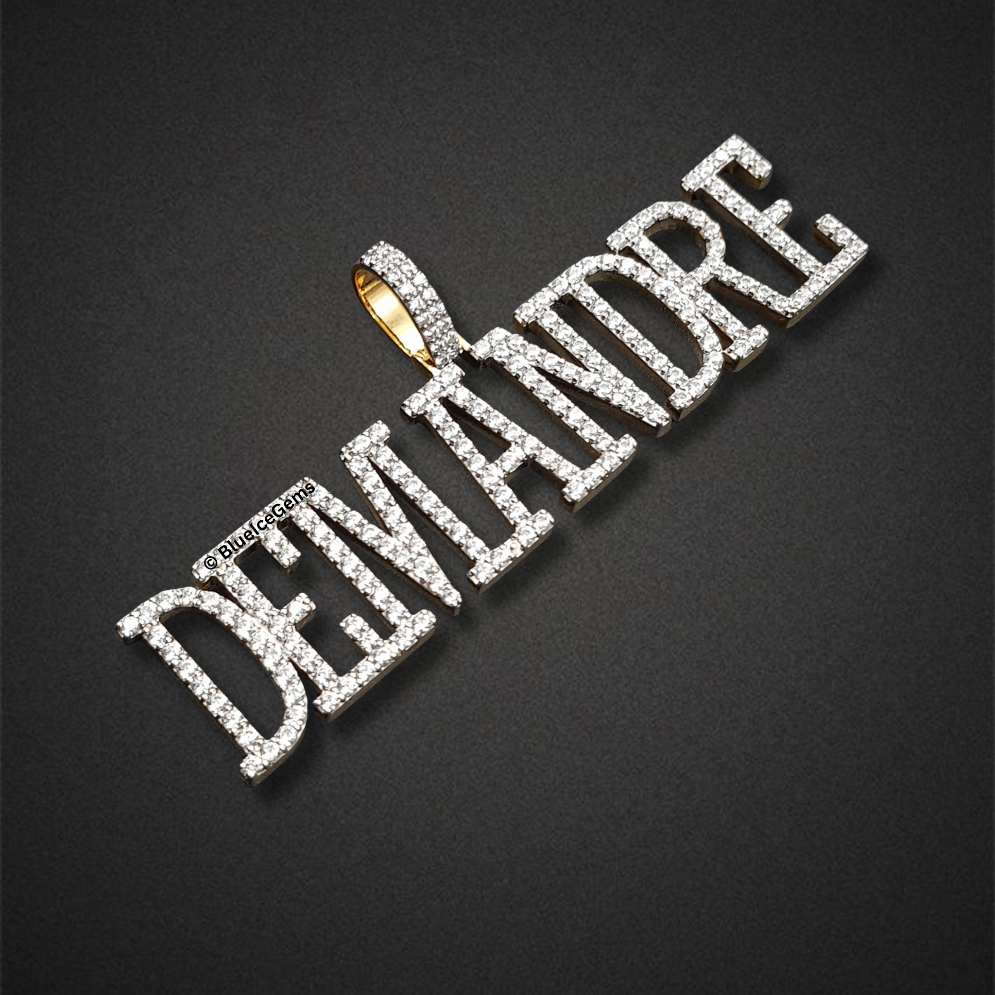 The "DEMANDRE" Diamond Block Letter Pendant