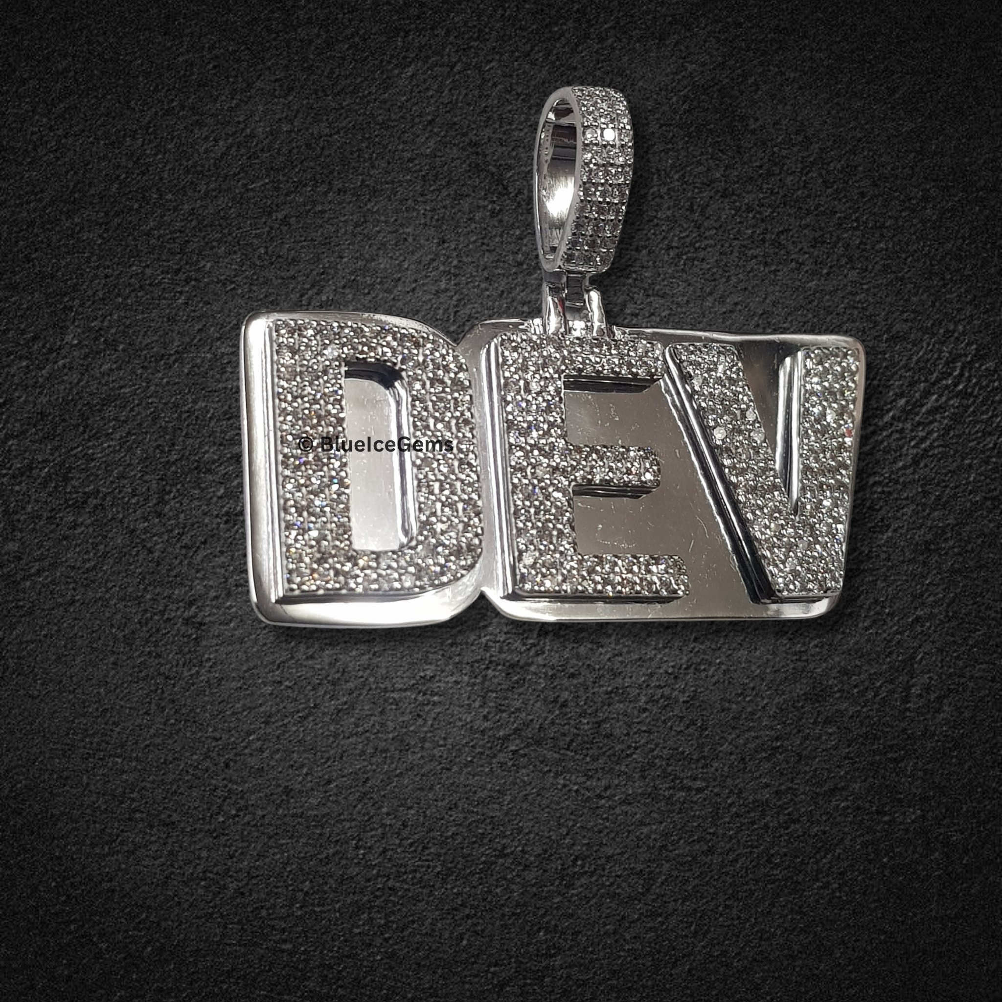 The "DEV" Diamond & Polished Initial Pendant
