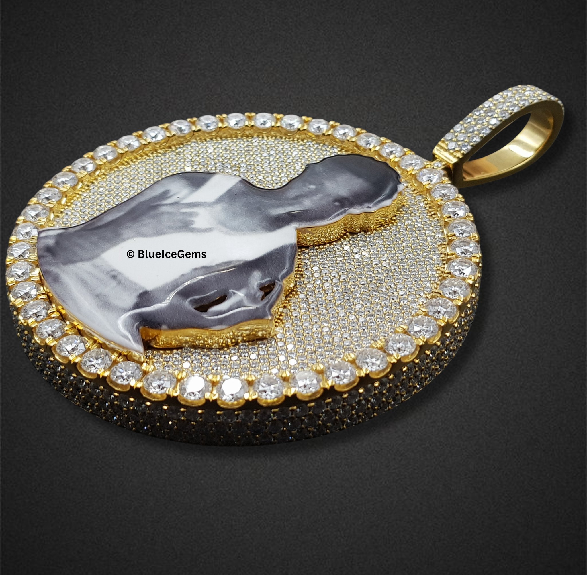 The "Diamond Tribute" Custom Portrait Medallion Pendant