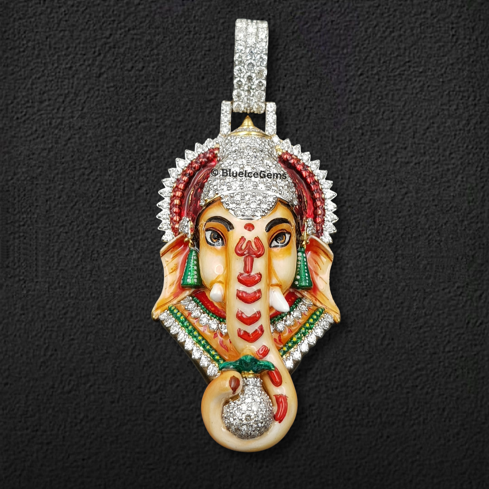 The "Divine Ganesha" Diamond & Enamel Pendant
