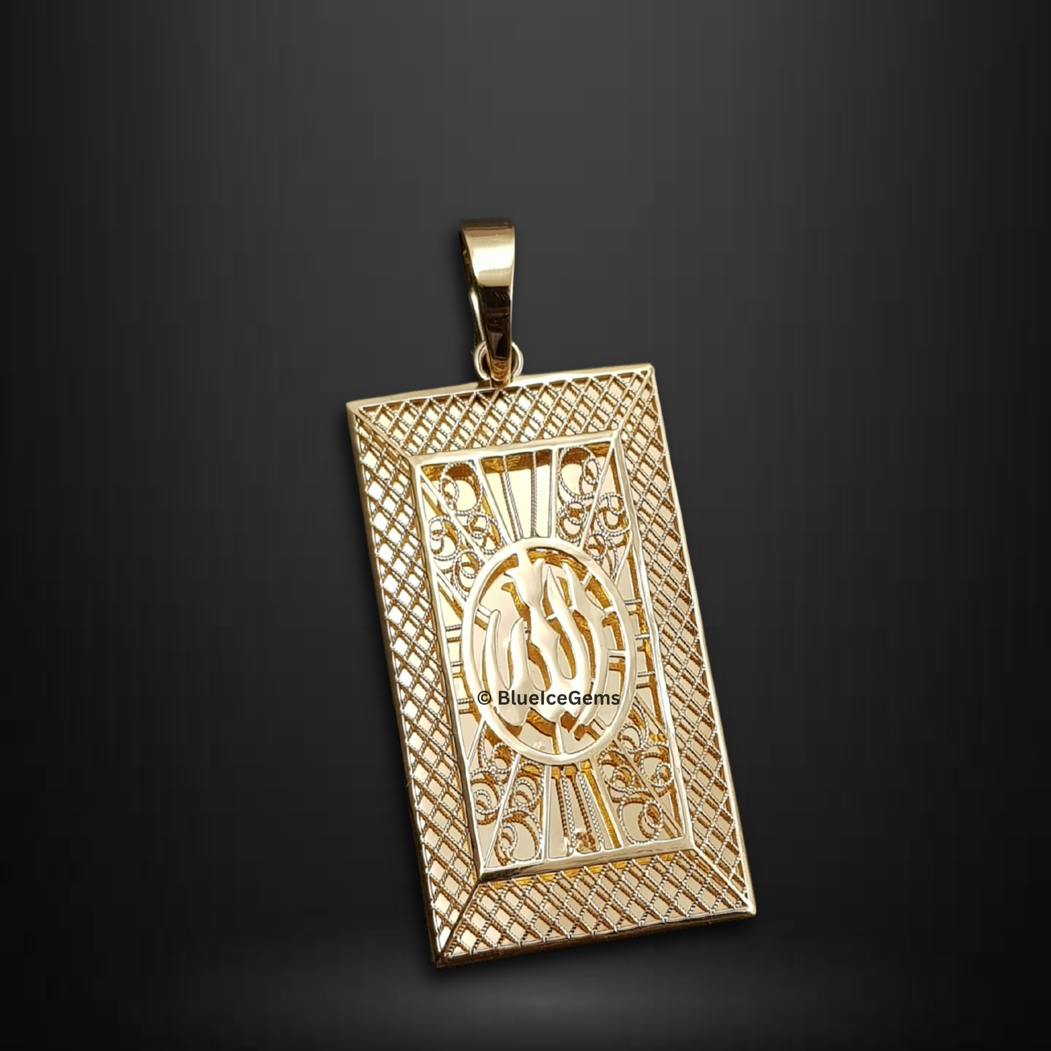 The "Divine Lattice" Gold Rectangular Pendant