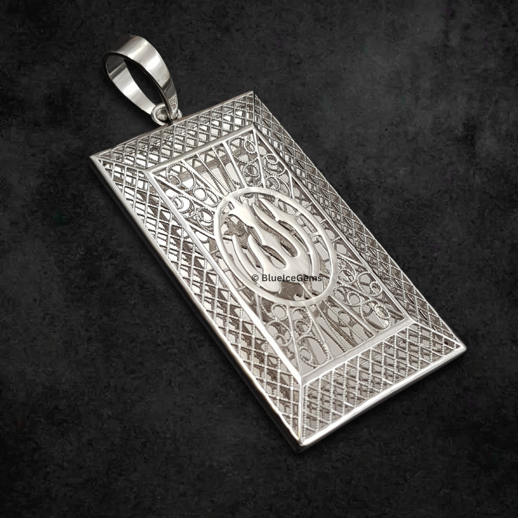 The "Divine Lattice" Gold Rectangular Pendant
