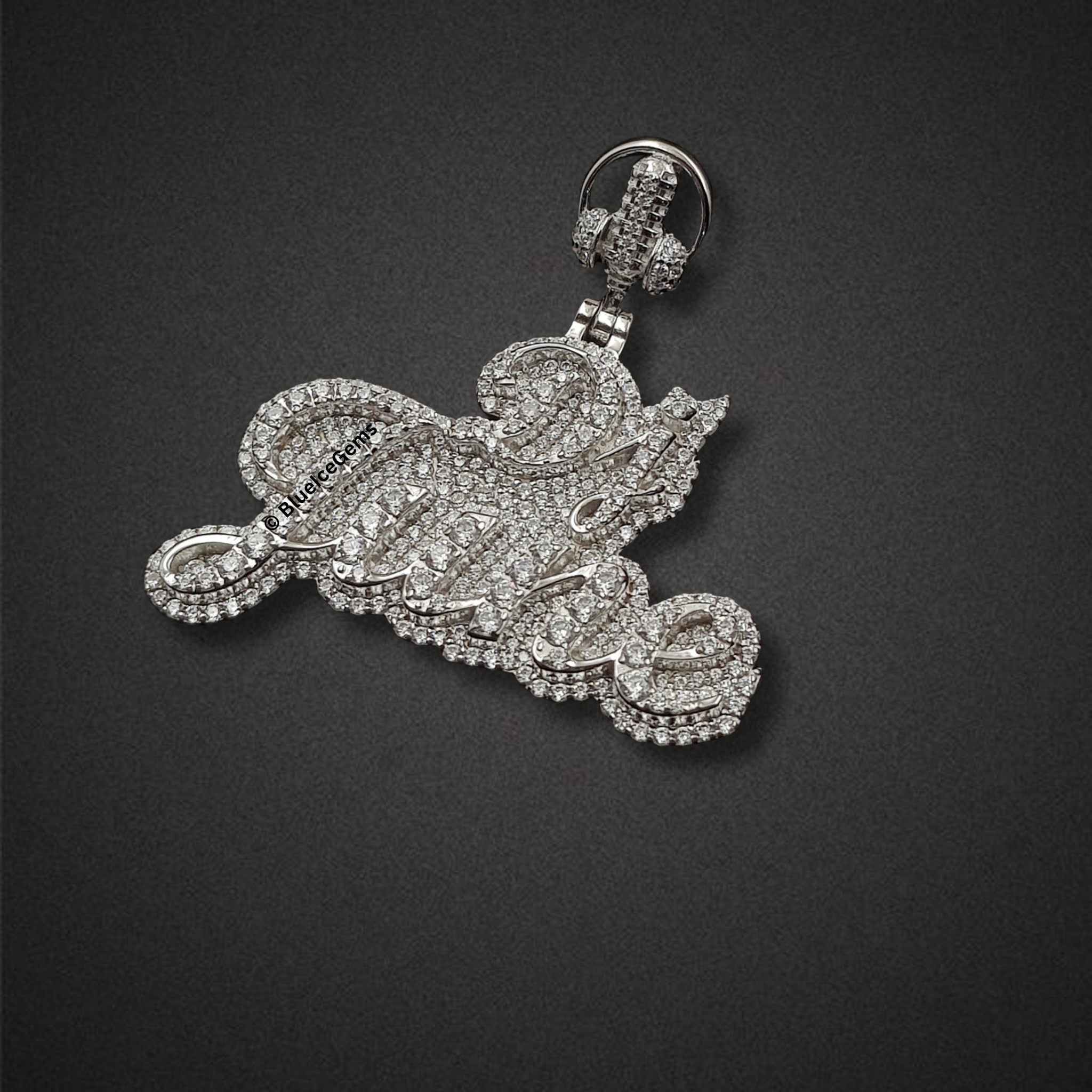 The "Dj June" Diamond Script Pendant