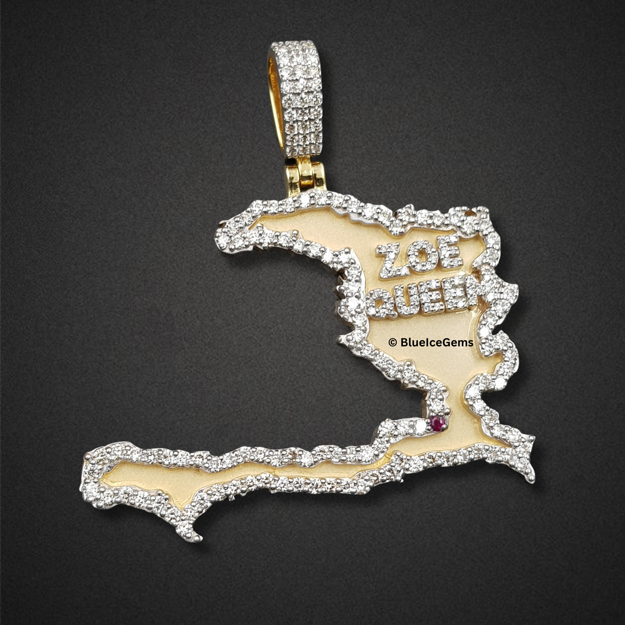 The "Dominican Republic" Diamond Map Pendant