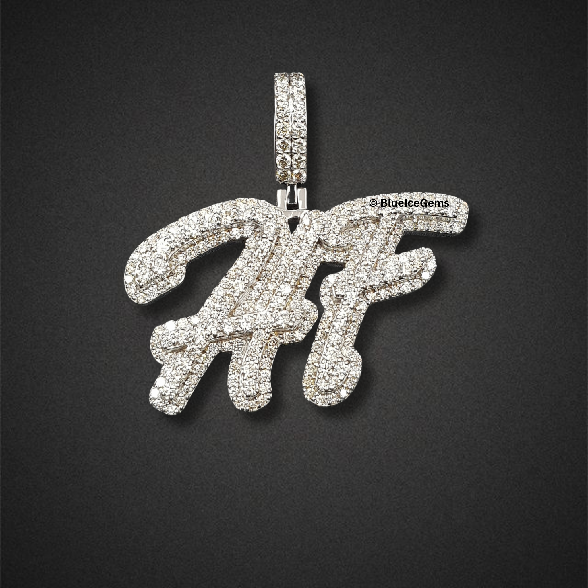 The "HF" Pure Diamond Script Pendant