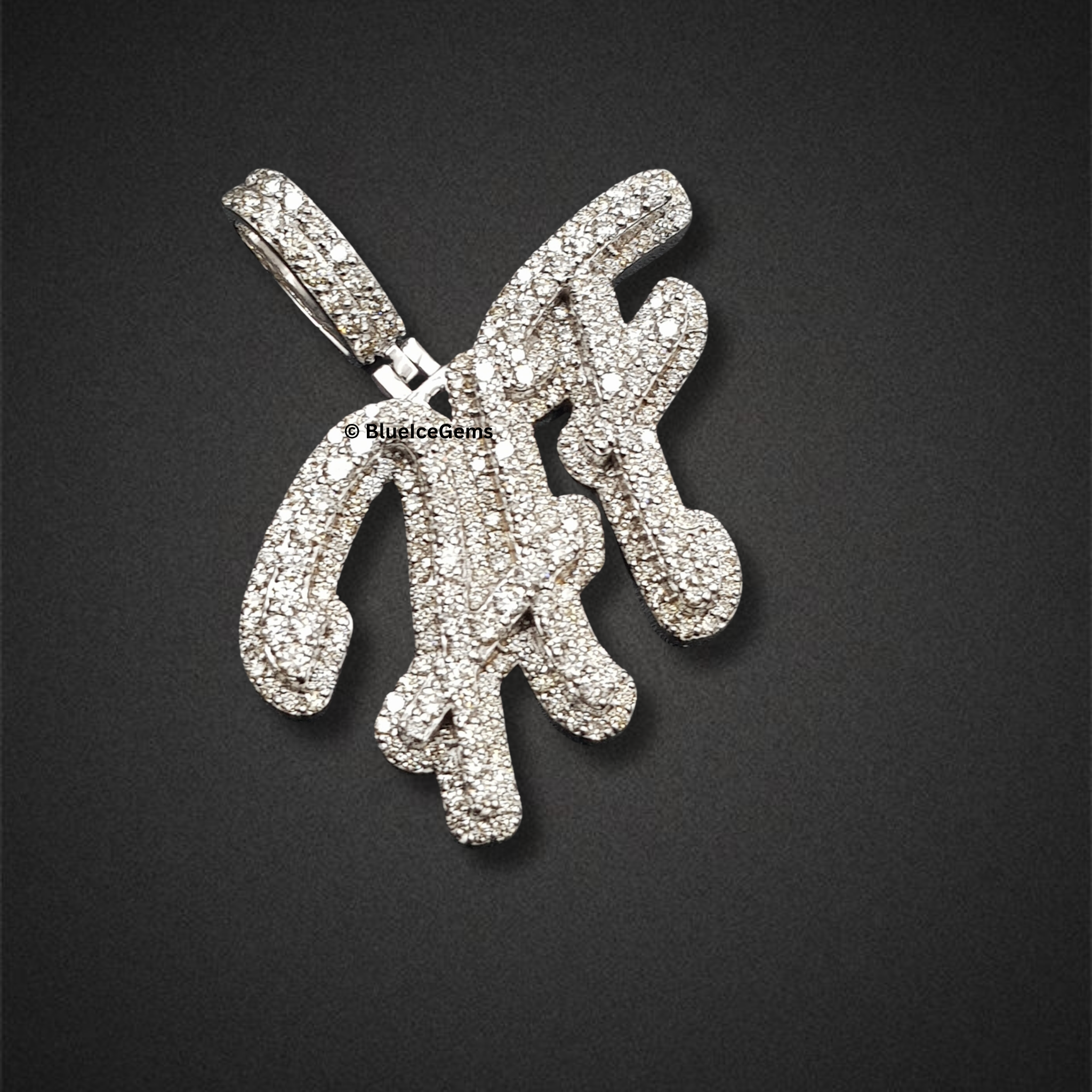 The "HF" Pure Diamond Script Pendant