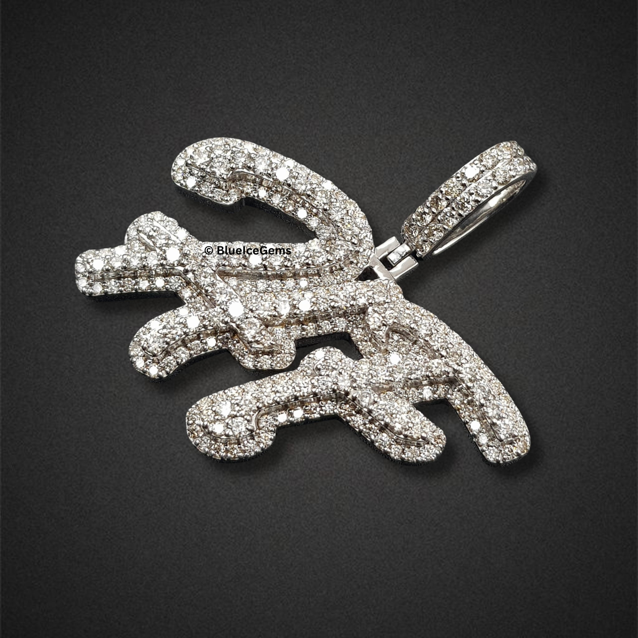 The "HF" Pure Diamond Script Pendant